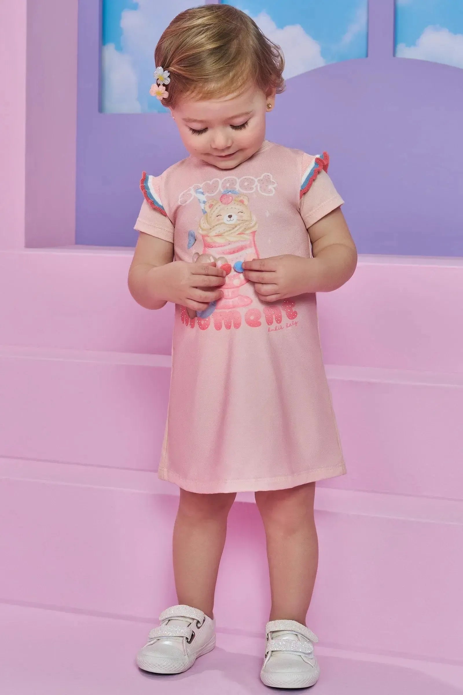 Vestido em Meia Malha 92976 Kukiê Bebê Menina