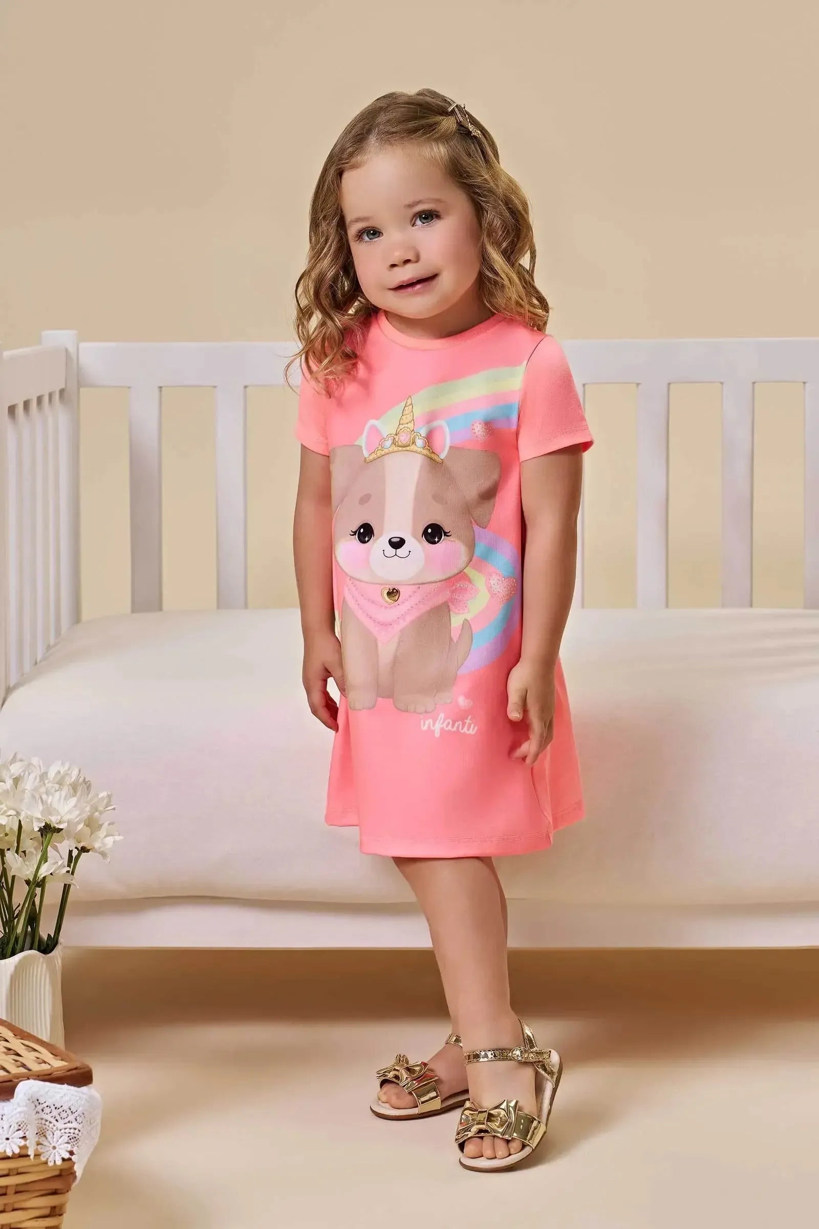 Vestido em Meia Malha 94501 Infanti Bebê Menina