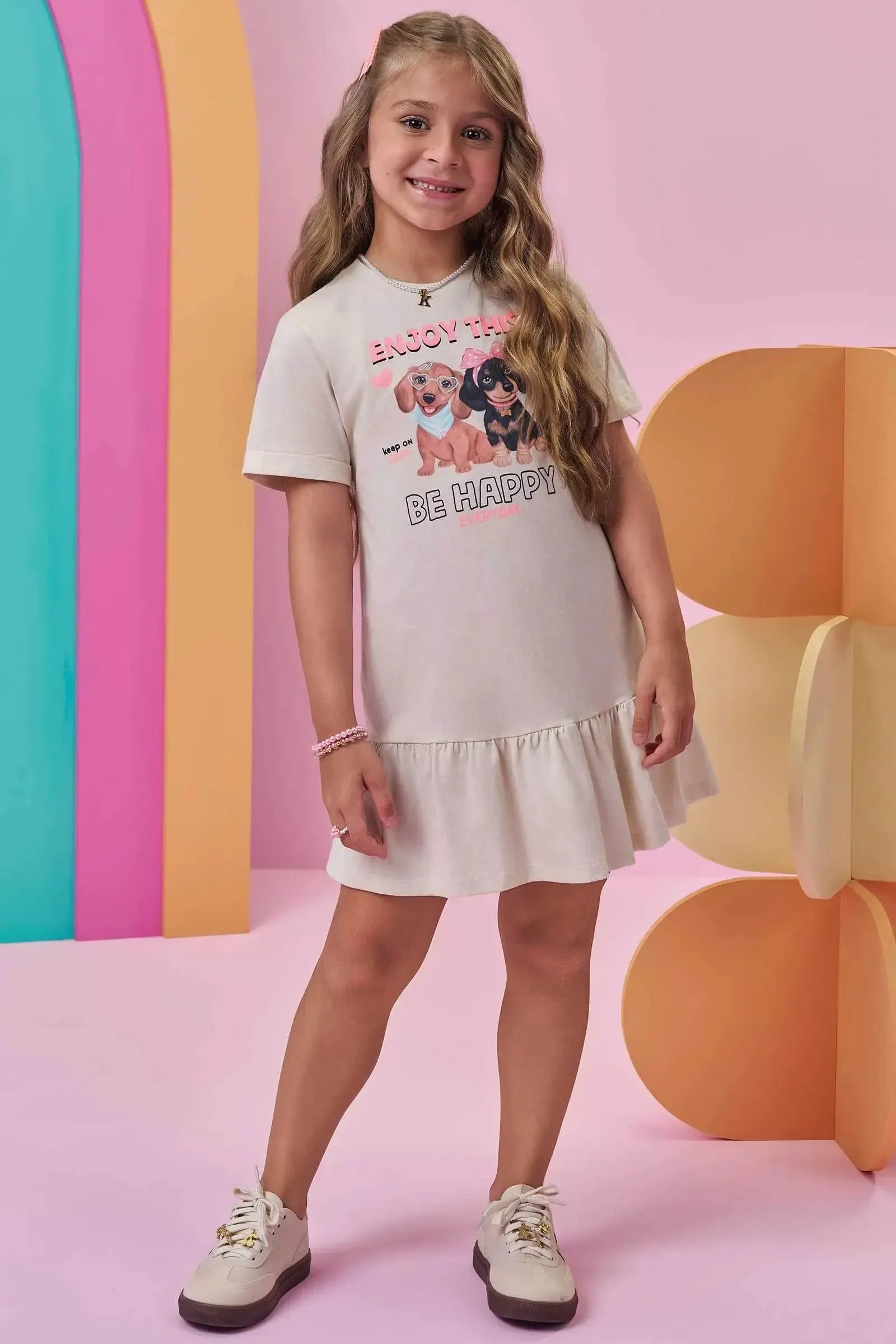 Vestido em Meia Malha 99642 Kukiê Infantil Menina