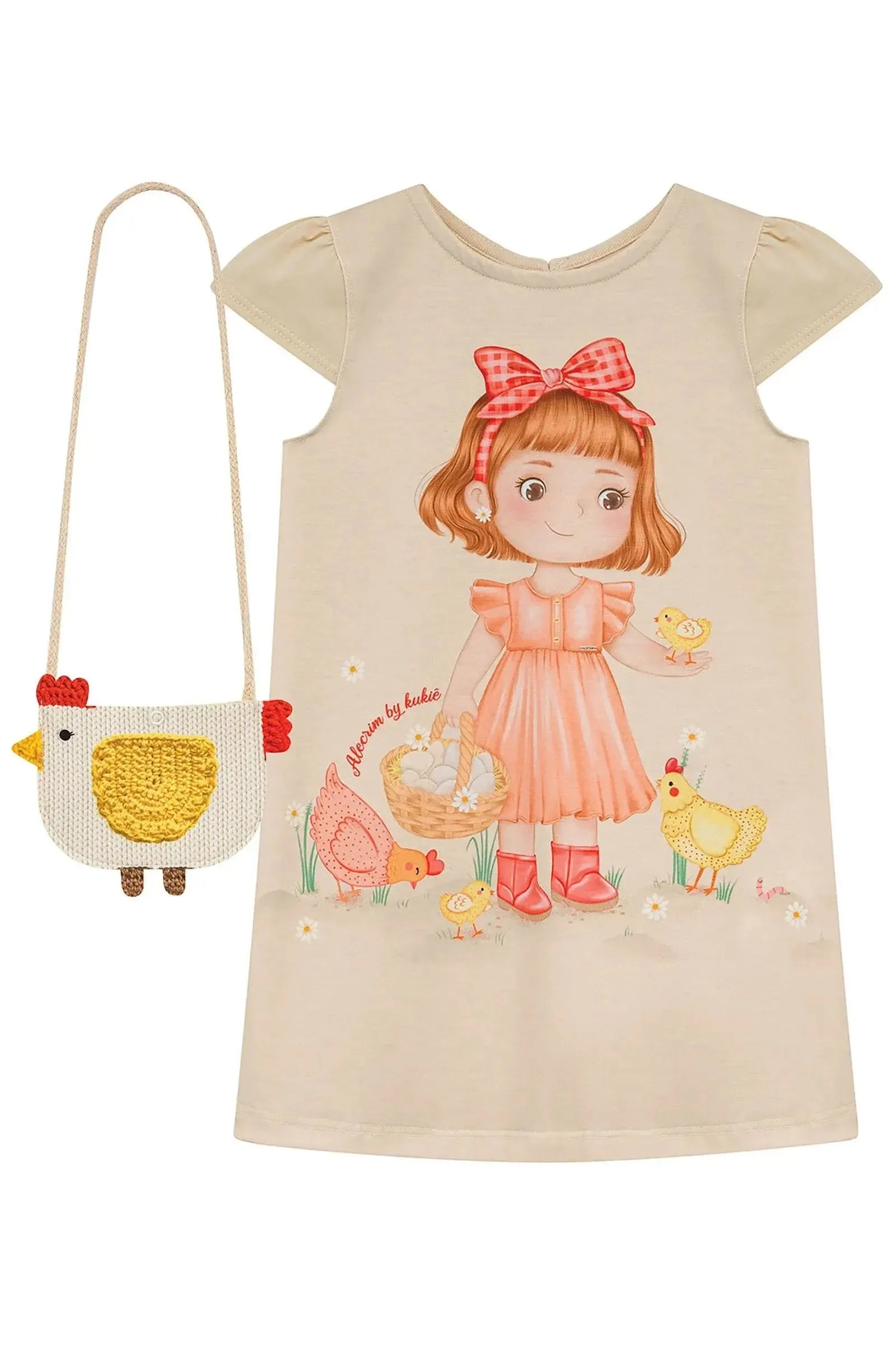 Vestido em Meia Malha (Acompanha Bolsa) 95244 Kukiê Infantil Menina