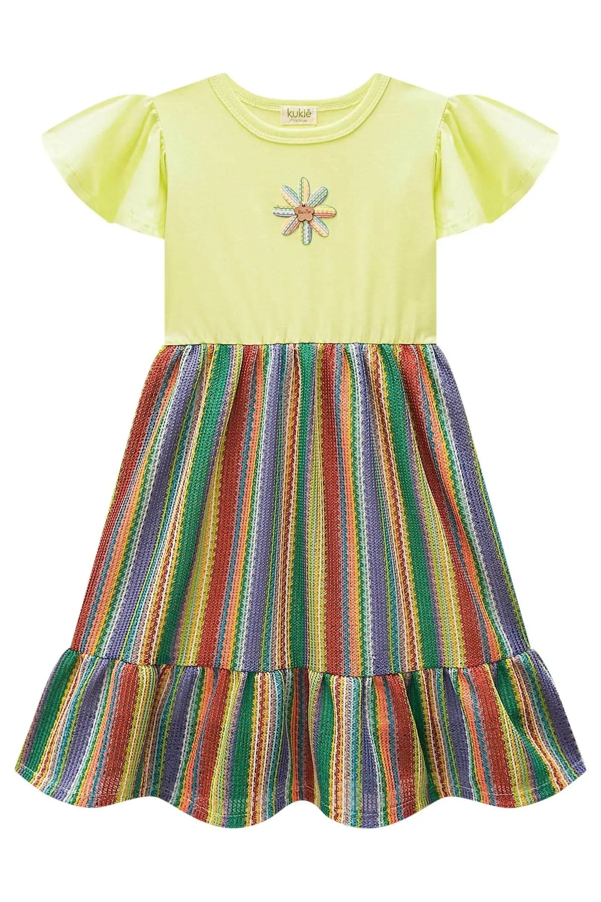 Vestido em Meia Malha e Tecido Tricô 97989 Kukiê Infantil Menina
