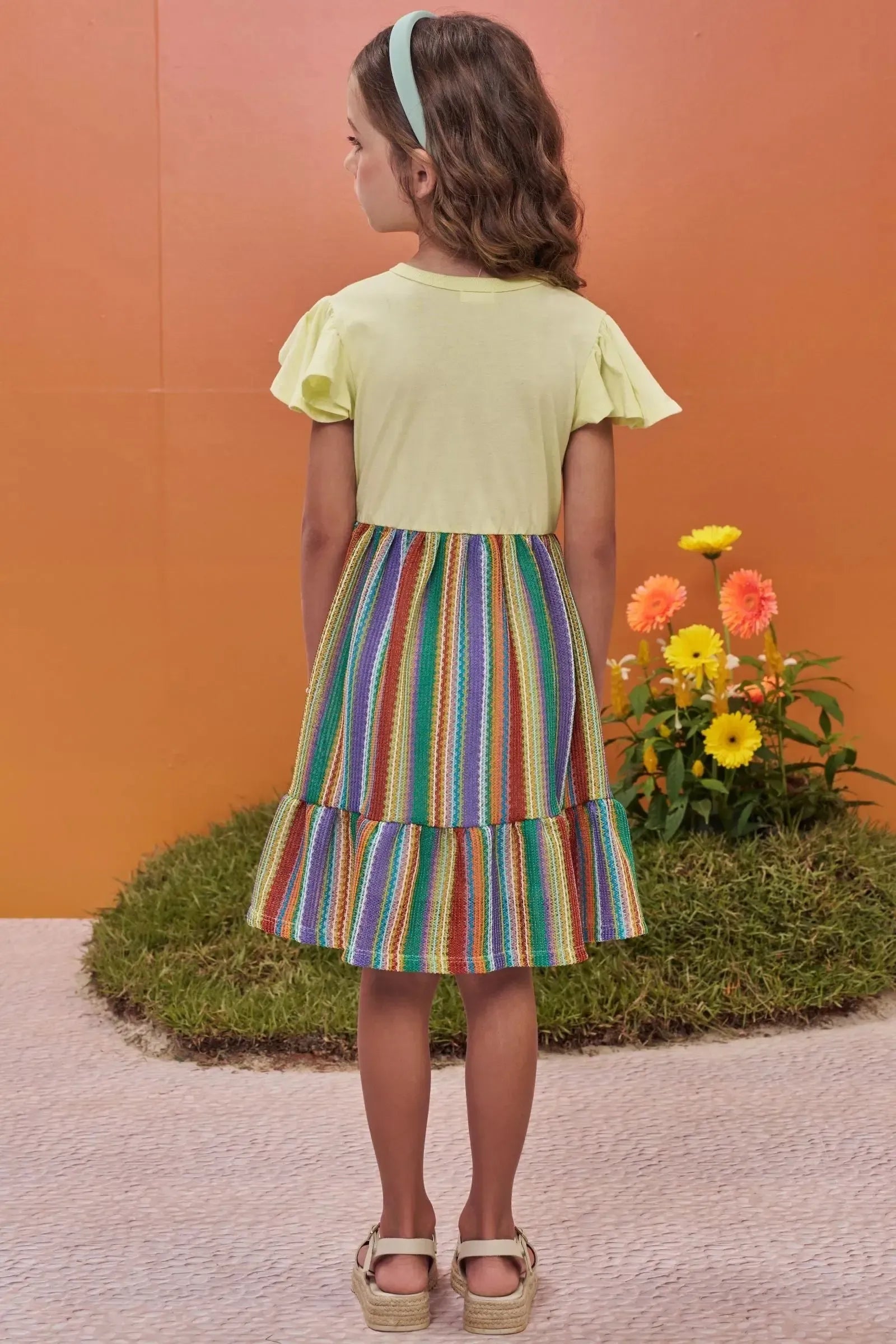 Vestido em Meia Malha e Tecido Tricô 97989 Kukiê Infantil Menina