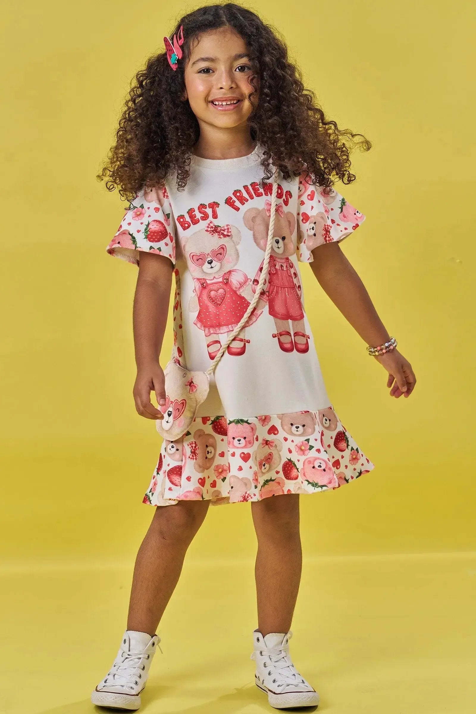 Vestido em Molecotton (acompanha Bolsa) 84217 Kukiê Infantil Menina