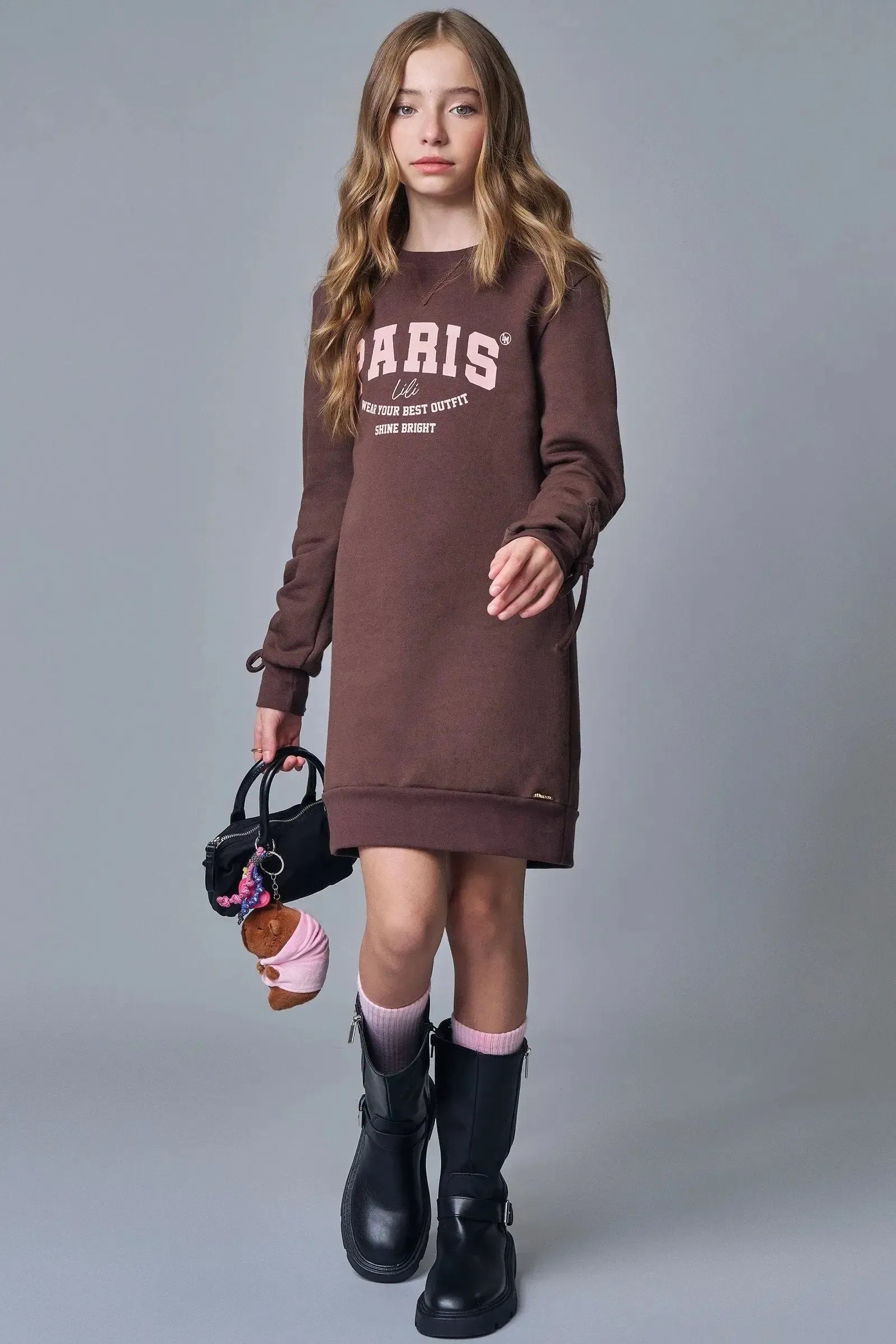 Vestido em Moletom com Pelúcia 89516 Lilimoon Teen Menina
