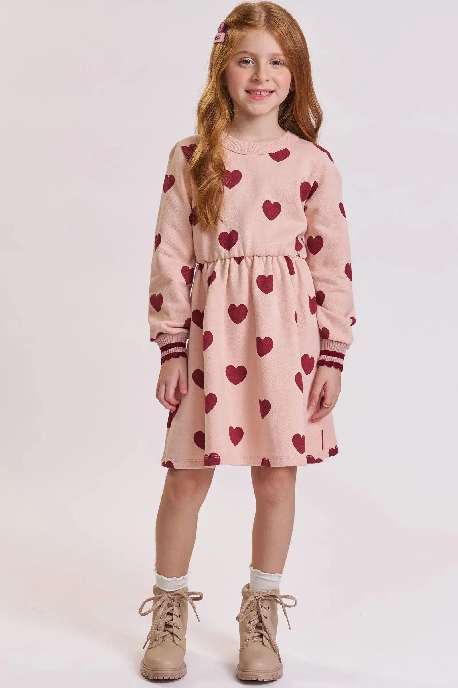 Vestido em Moletom com Pelúcia 89917 Kukiê Infantil Menina