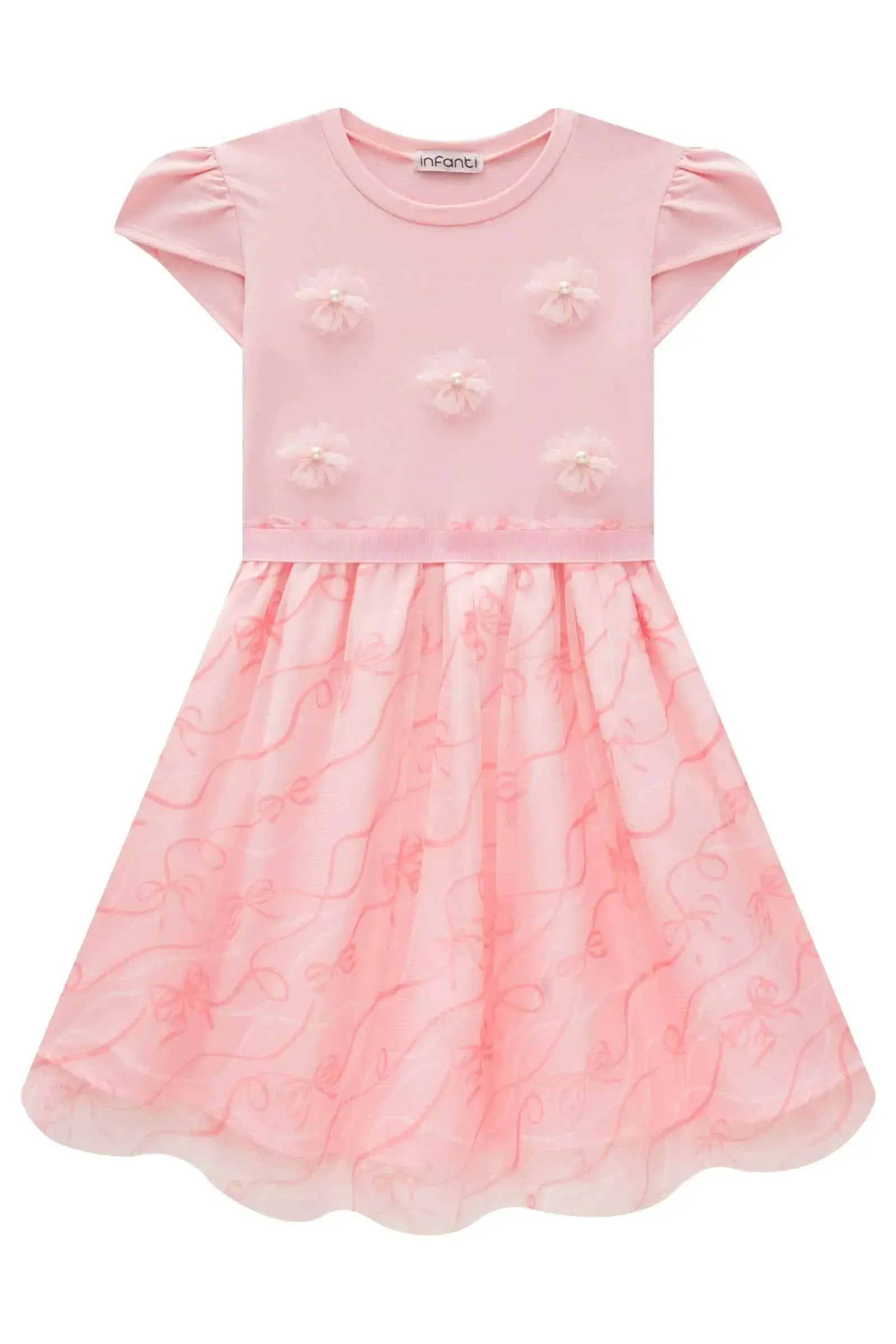 Vestido em Molevisco e Tule 84003 Infanti Infantil Menina