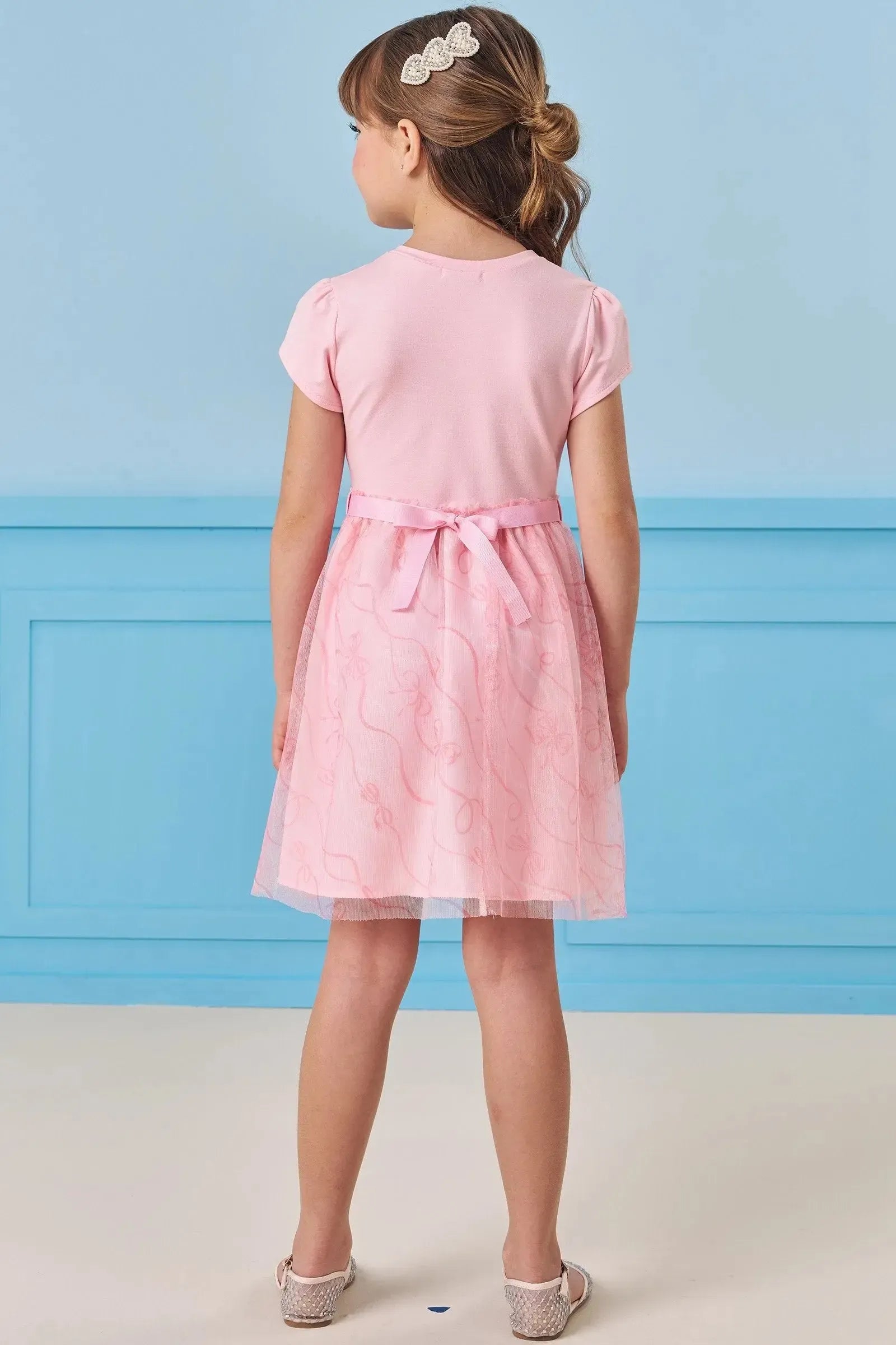 Vestido em Molevisco e Tule 84003 Infanti Infantil Menina