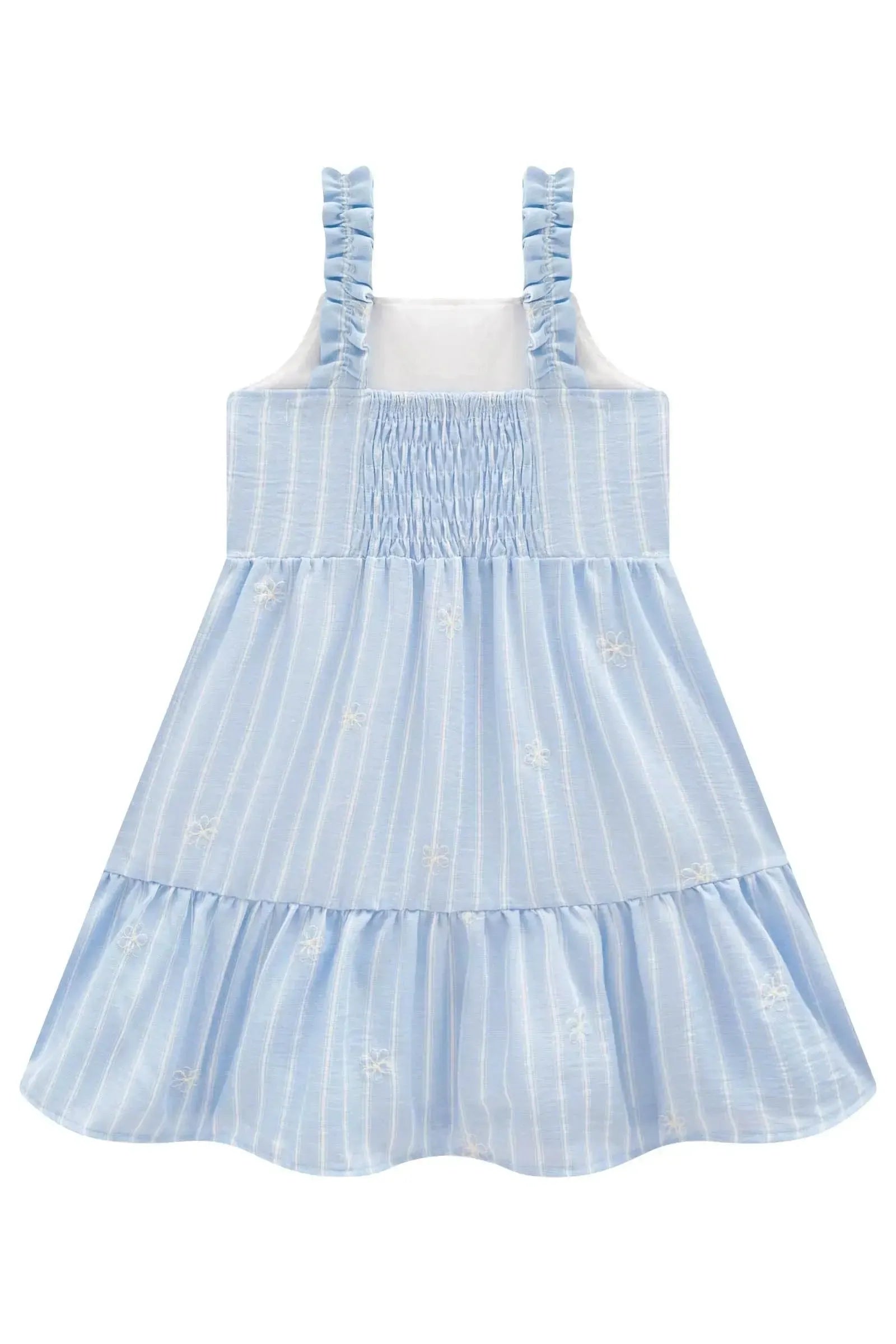 Vestido em Tecido Listrado Bordado 98367 Infanti Infantil Menina