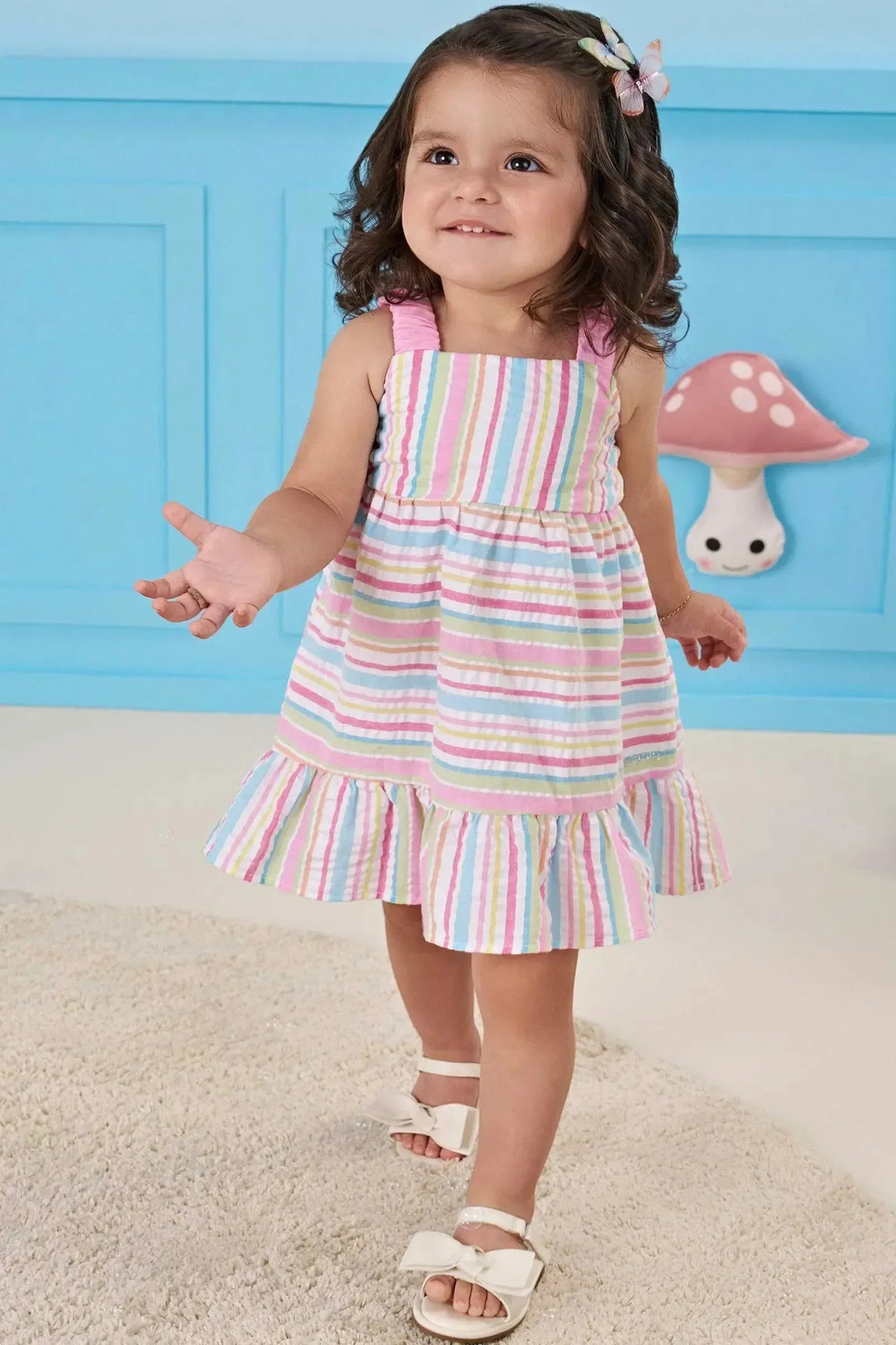Vestido em Tecido Rainbow 83592 Infanti Bebê Menina