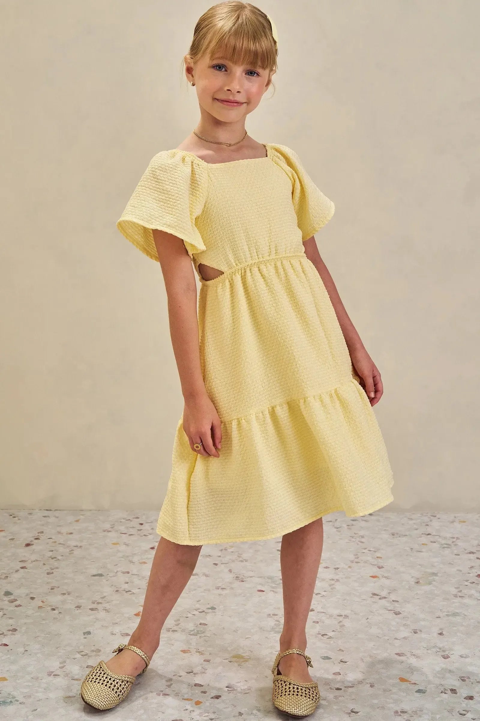 Vestido em Tecido Texturizado 84617 Infanti Infantil Menina