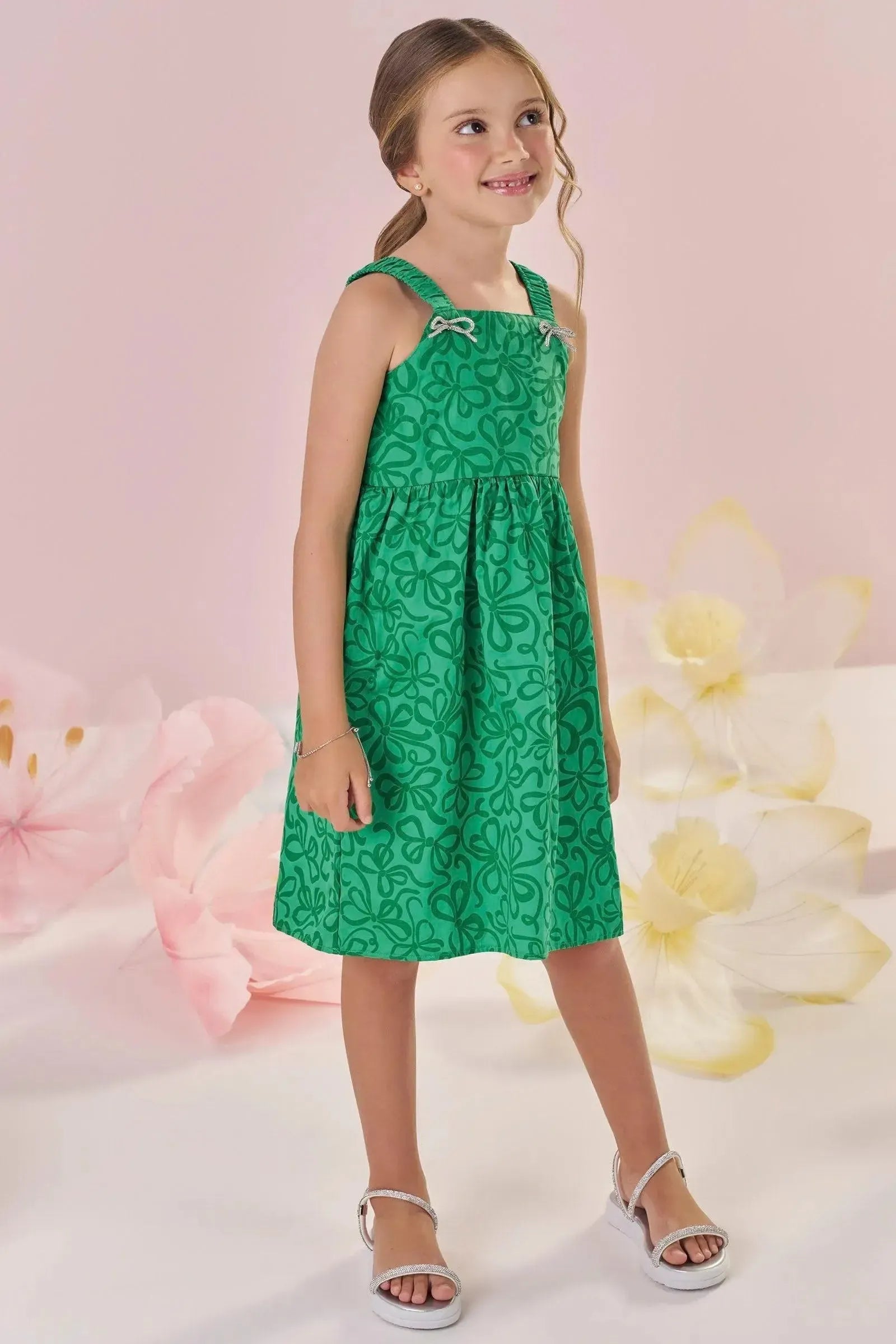 Vestido em Tricoline 100% Algodão 88059 Kukiê Infantil Menina