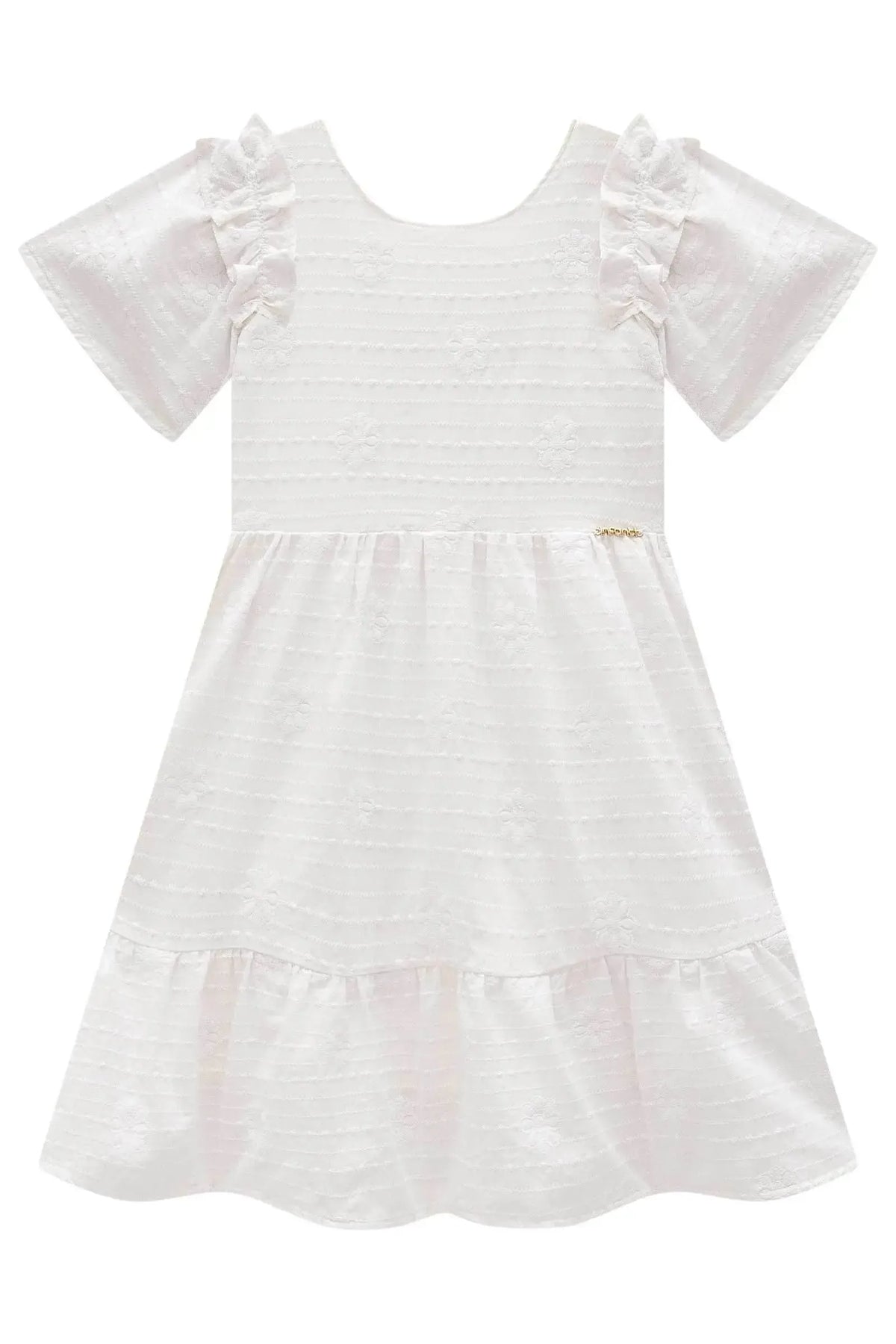 Vestido em Tricoline Bordada 98534 Infanti Infantil Menina