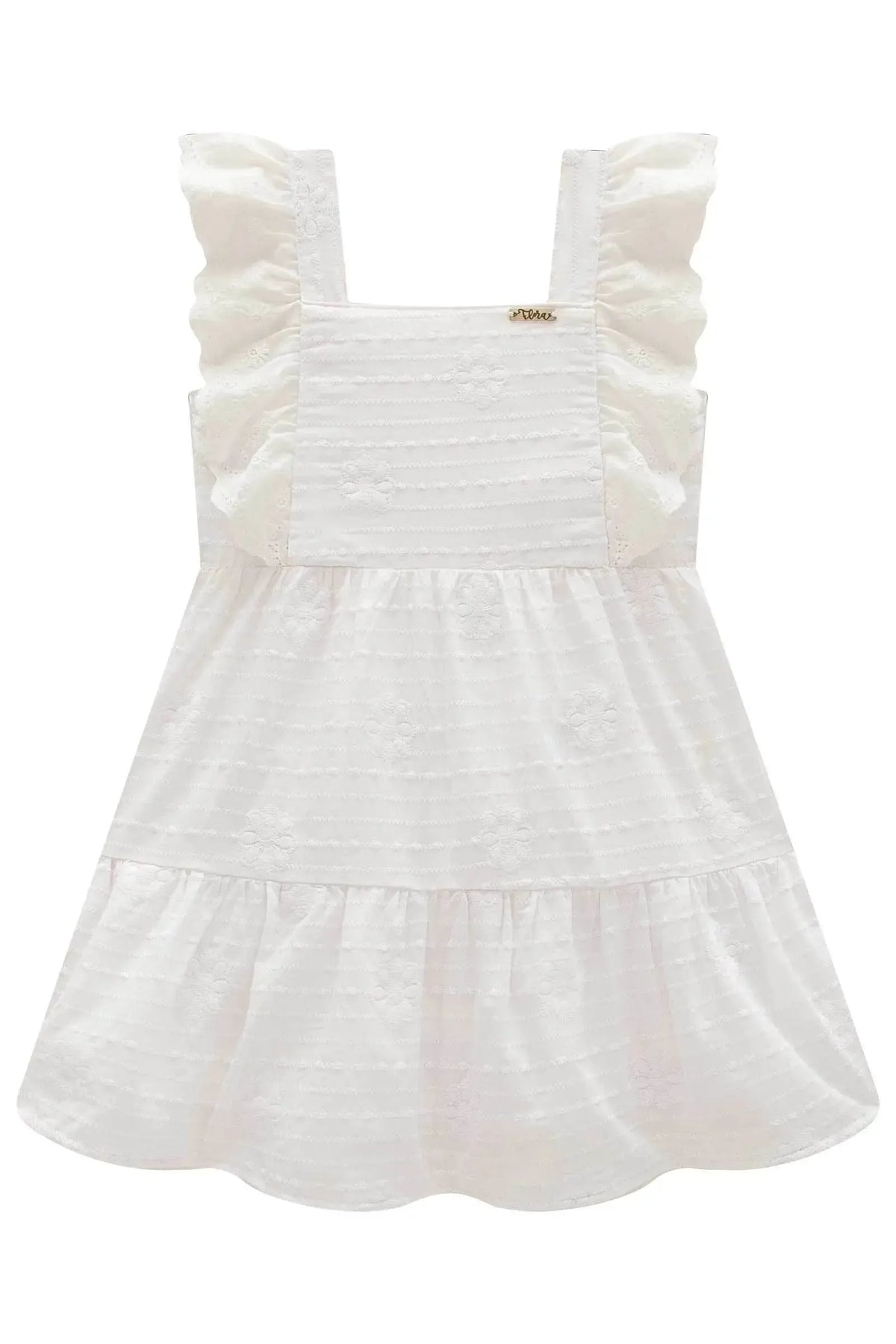 Vestido em Tricoline Bordado 98390 Infanti Bebê Menina