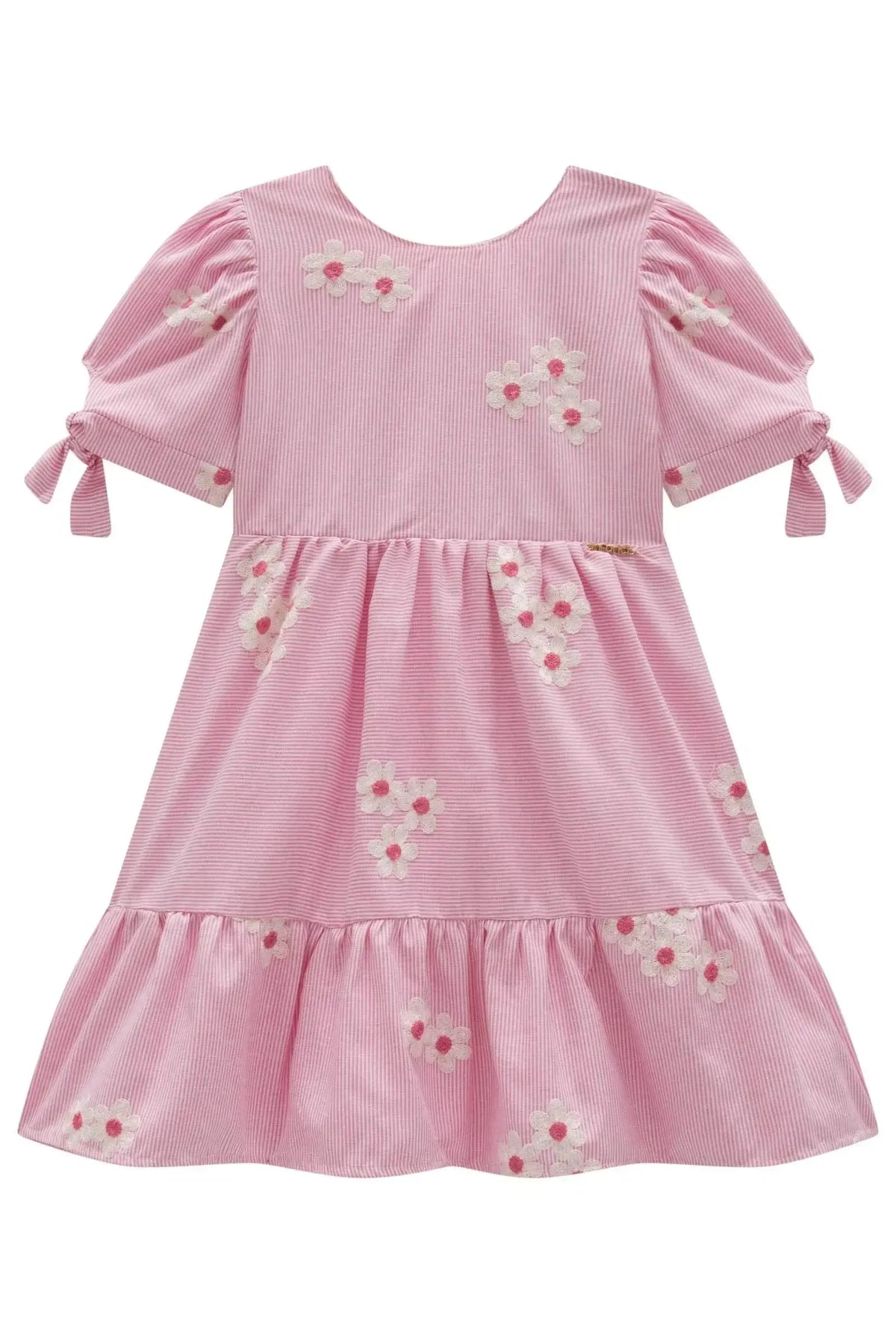 Vestido em Tricoline Bordado Flores 98777 Infanti Infantil Menina