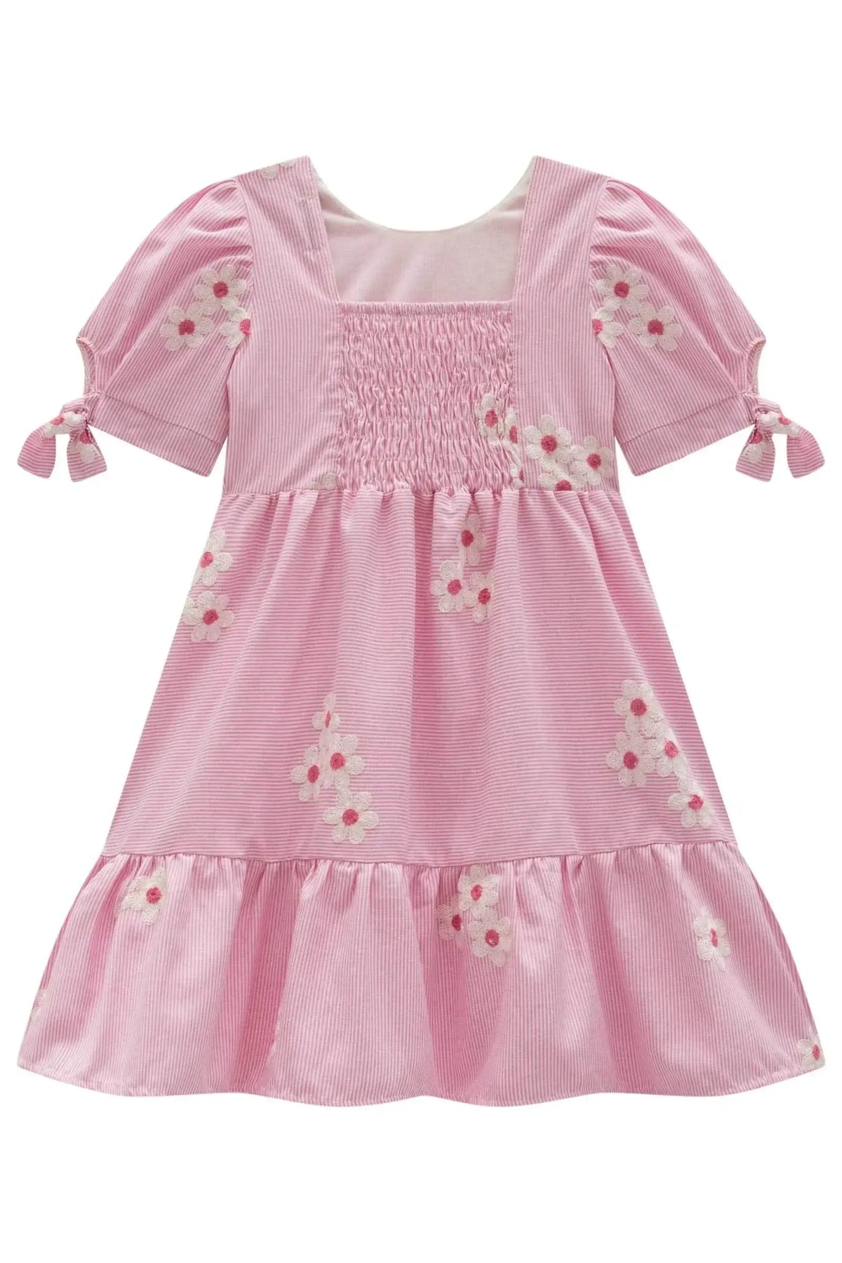 Vestido em Tricoline Bordado Flores 98777 Infanti Infantil Menina
