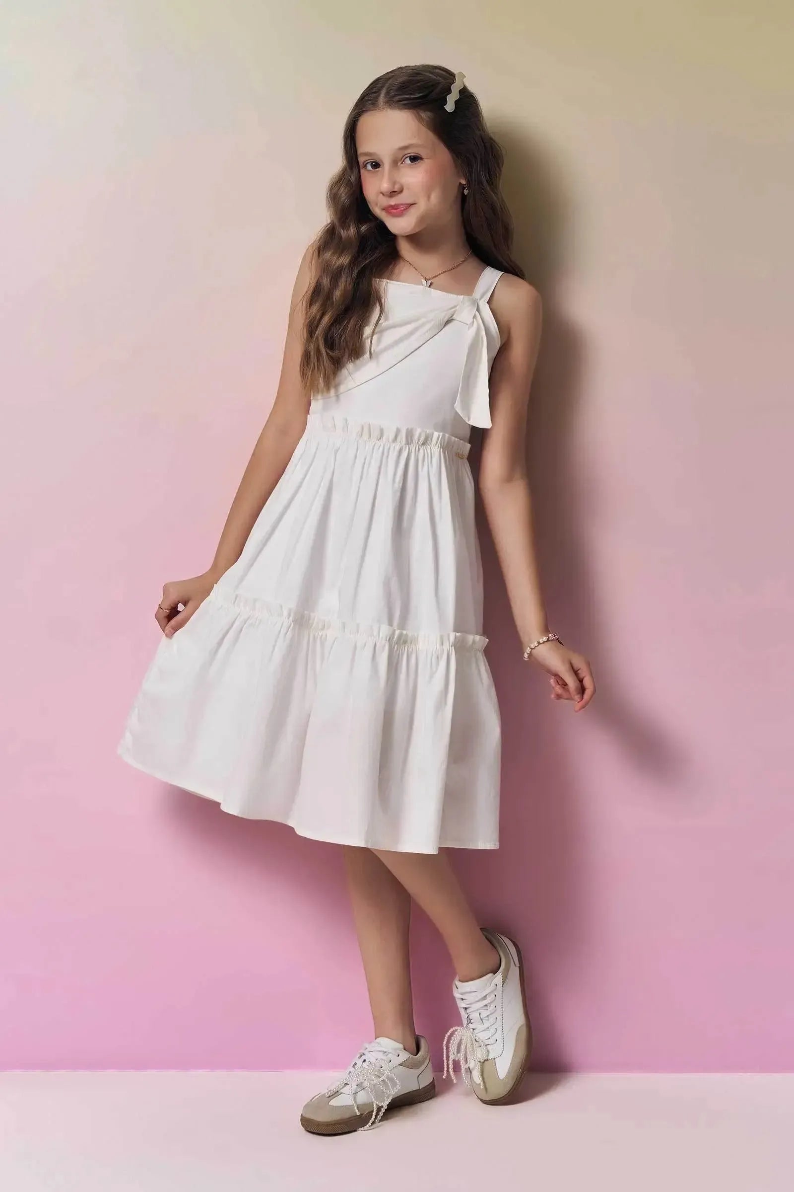 Vestido em Tricoline com Elastano 95364 Vic&Vicky Teen Menina