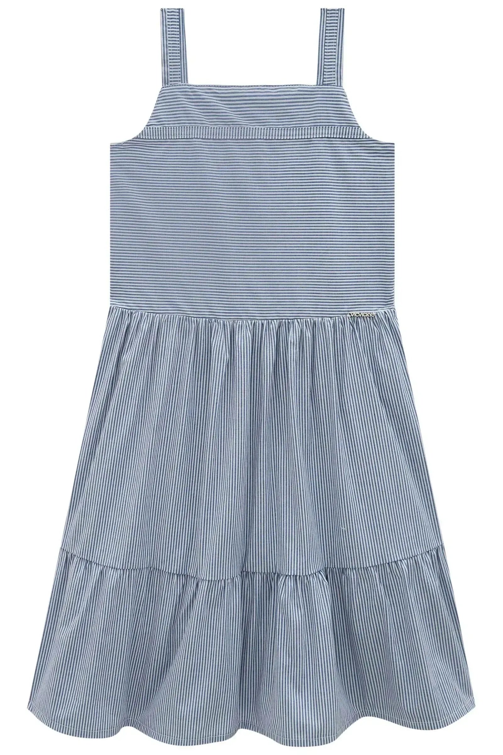 Vestido em Tricoline Fio Tinto com Elastano 95363 Vic&Vicky Teen Menina