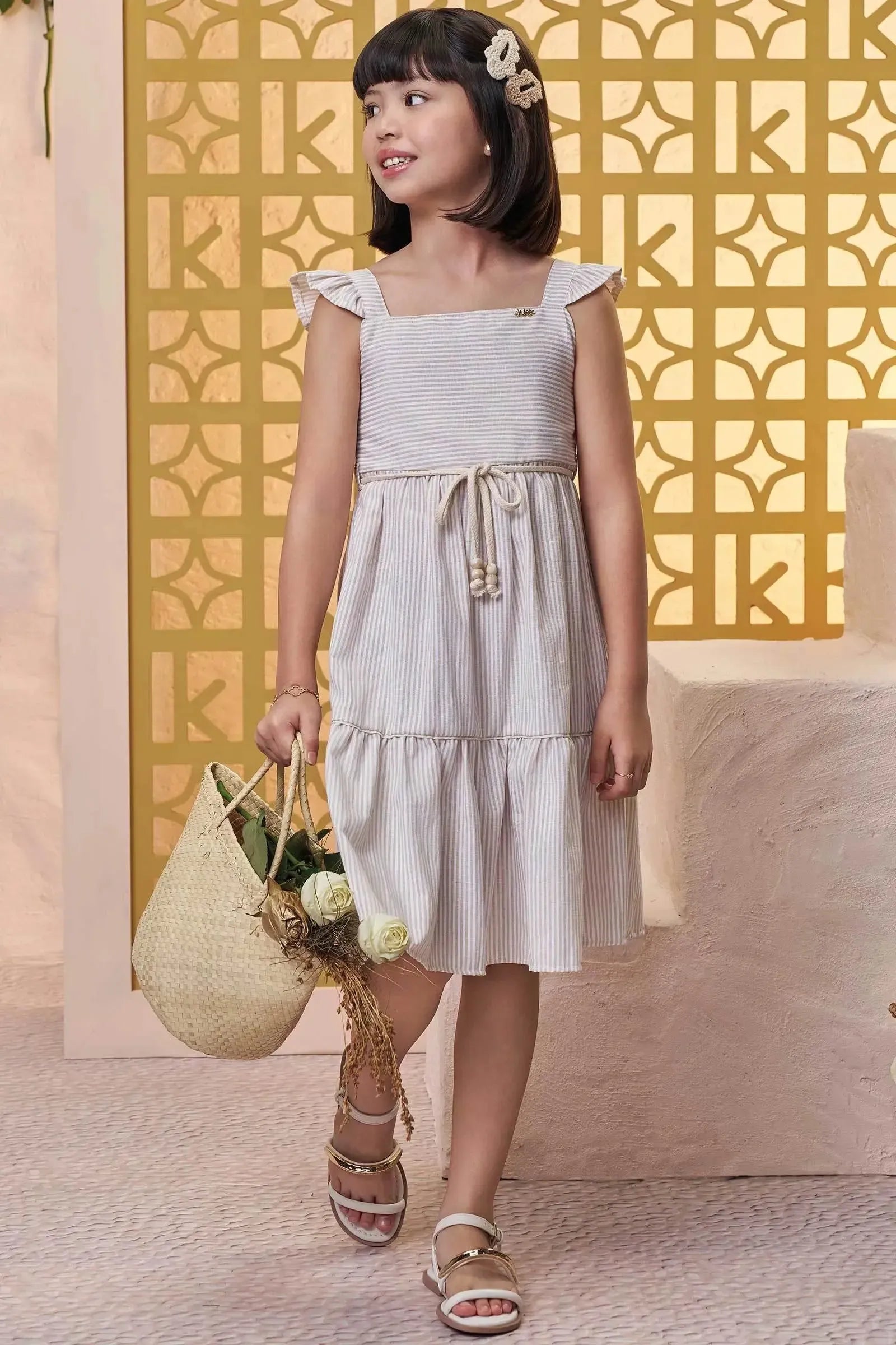 Vestido em Tricoline Listrado 98951 Kukiê Infantil Menina