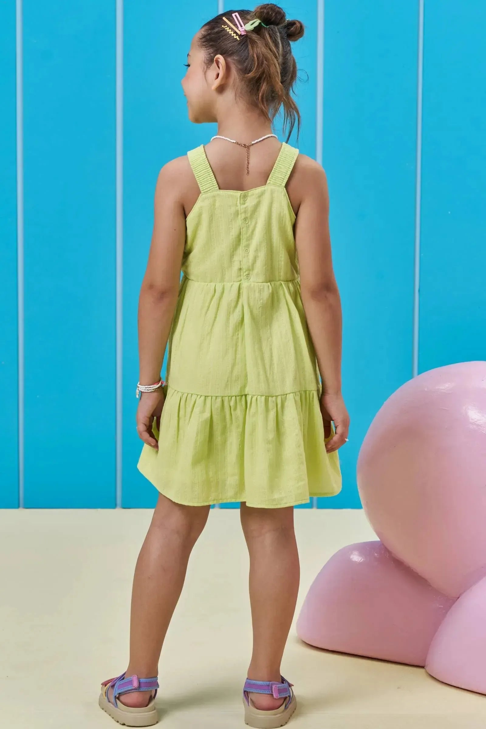 Vestido em Tricoline Maquinetado 96376 Kukiê Infantil Menina