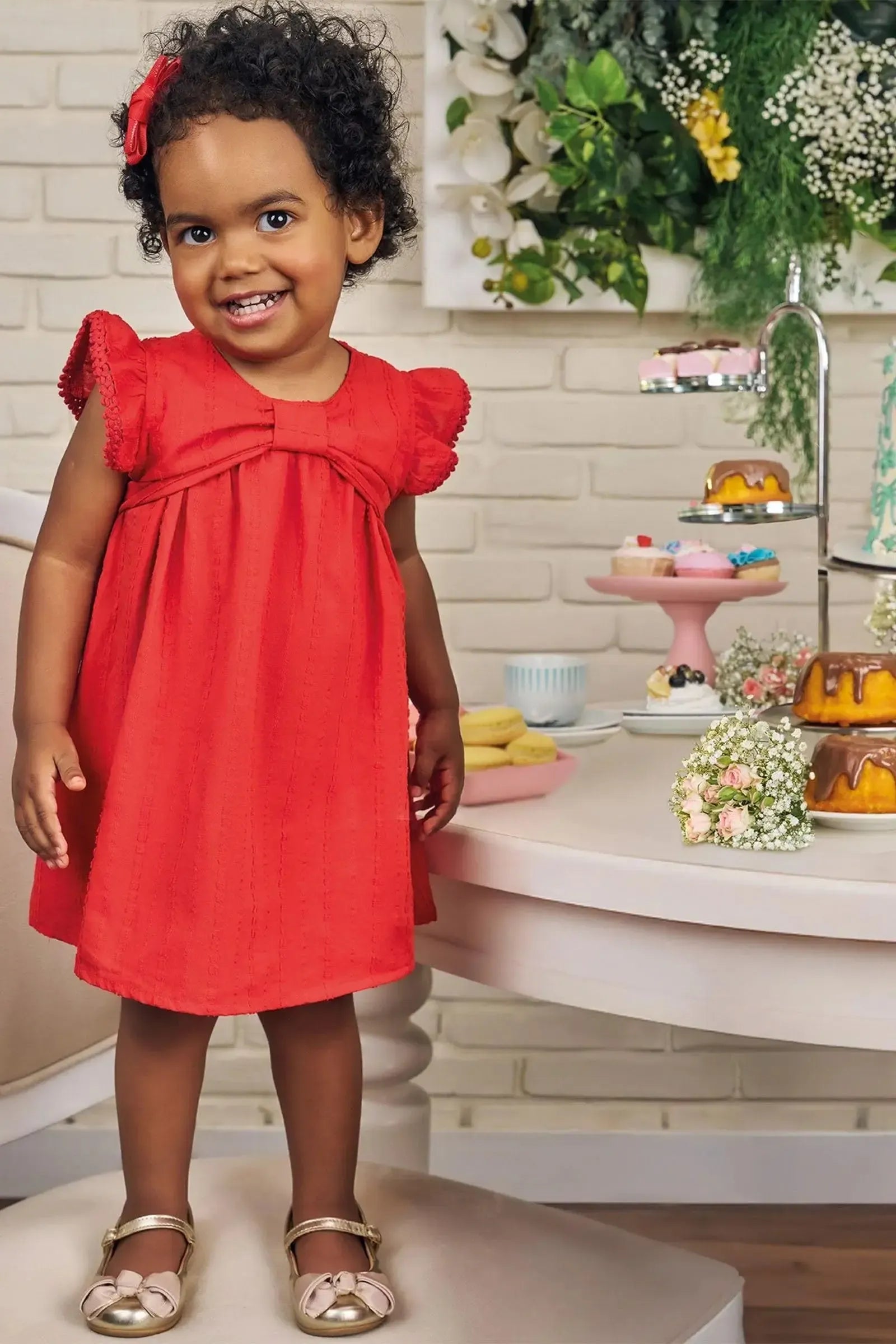 Vestido em Tricoline Texturizado 100% Algodão 84834 Kukiê Bebê Menina