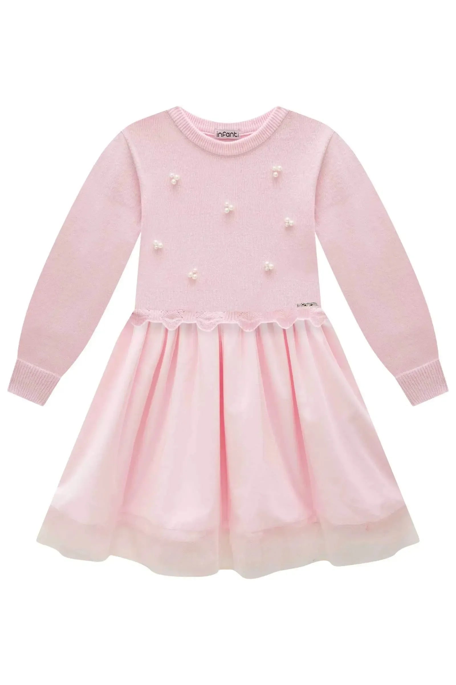 Vestido em Tricot Prime e Tule com Elastano 87684 Infanti Infantil Menina