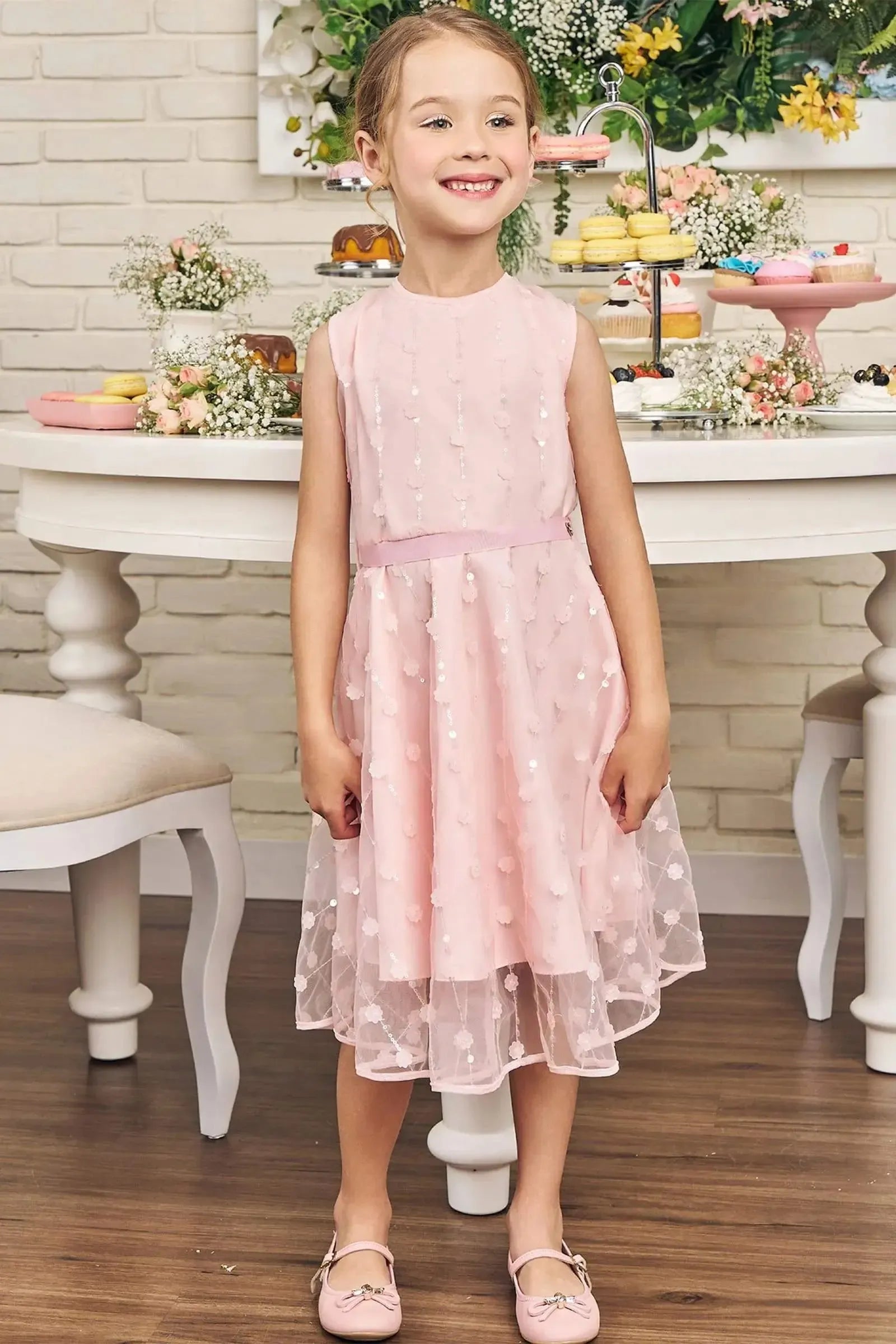 Vestido em Tule Bordado 83462 Kukiê Infantil Menina