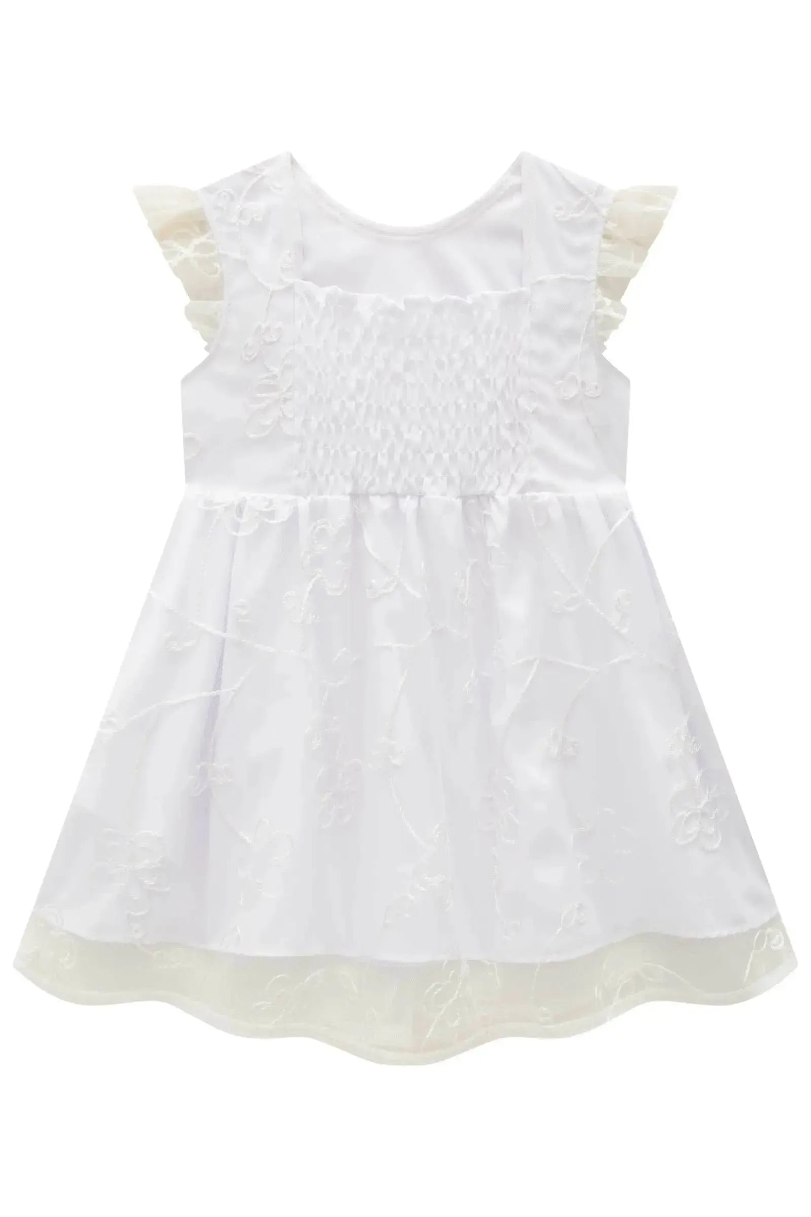 Vestido em Tule Bordado 86878 Infanti Bebê Menina
