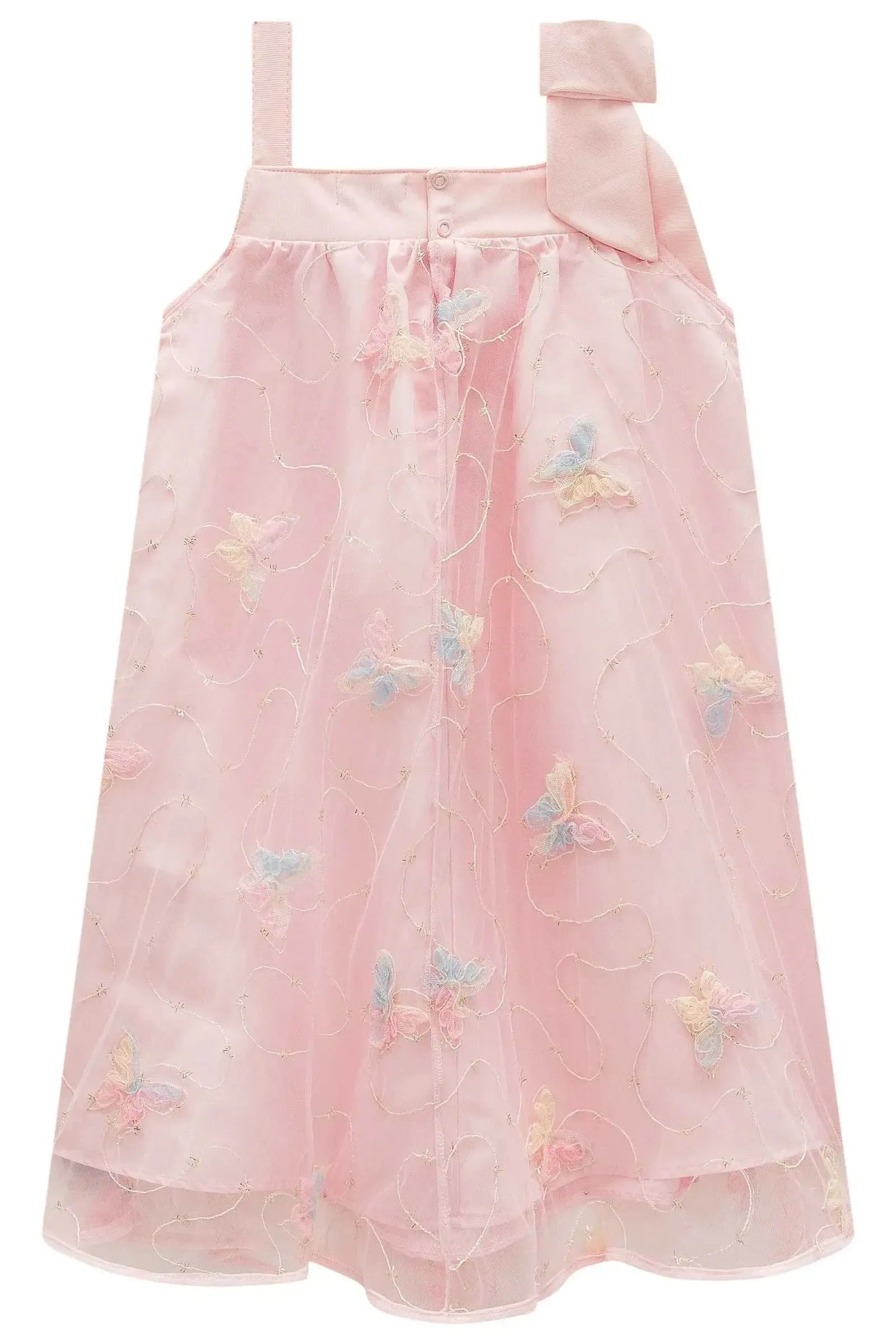 Vestido em Tule Bordado Borboleta 98792 Infanti Infantil Menina