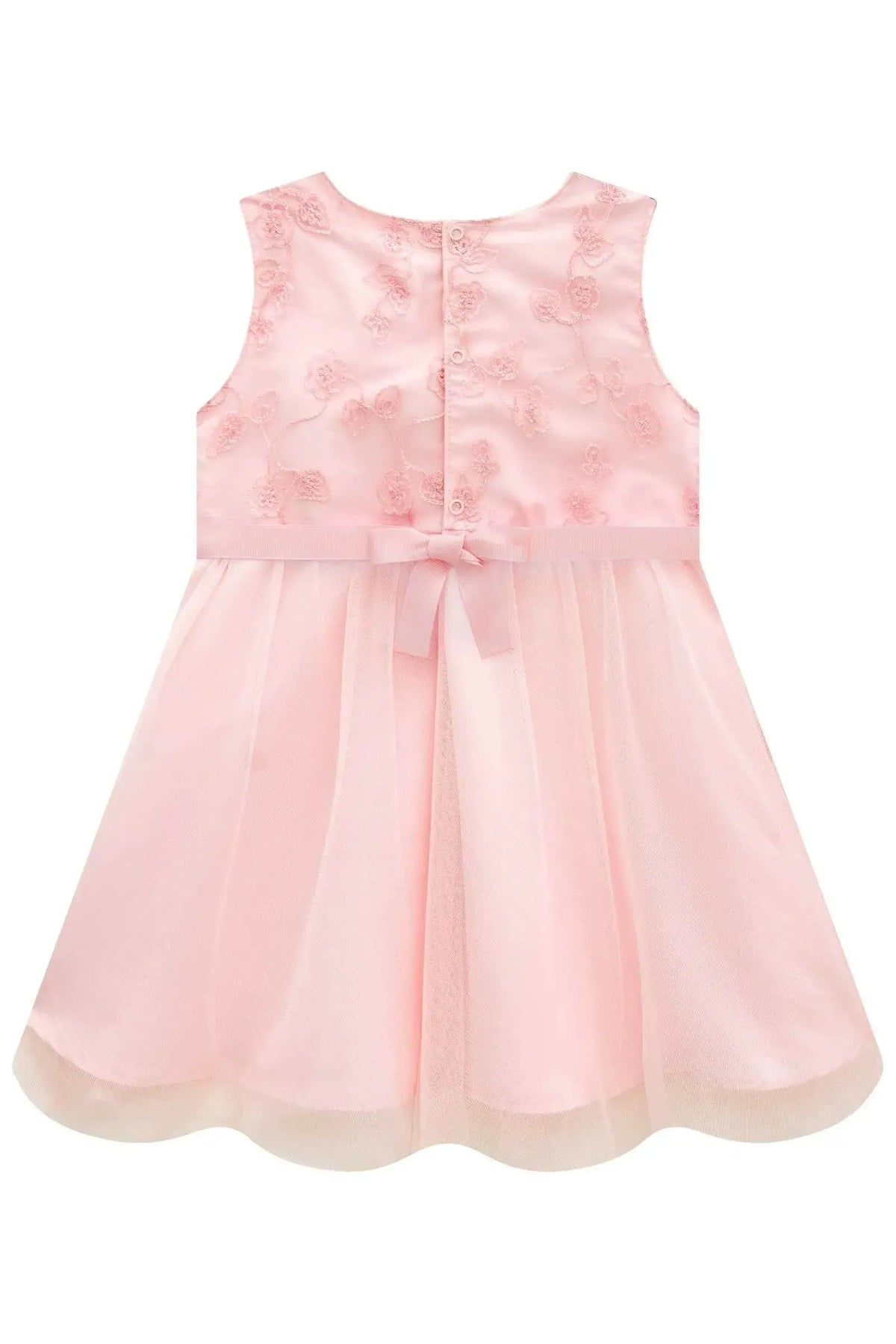 Vestido em Tule Bordado Flores 99139 Kukiê Bebê Menina