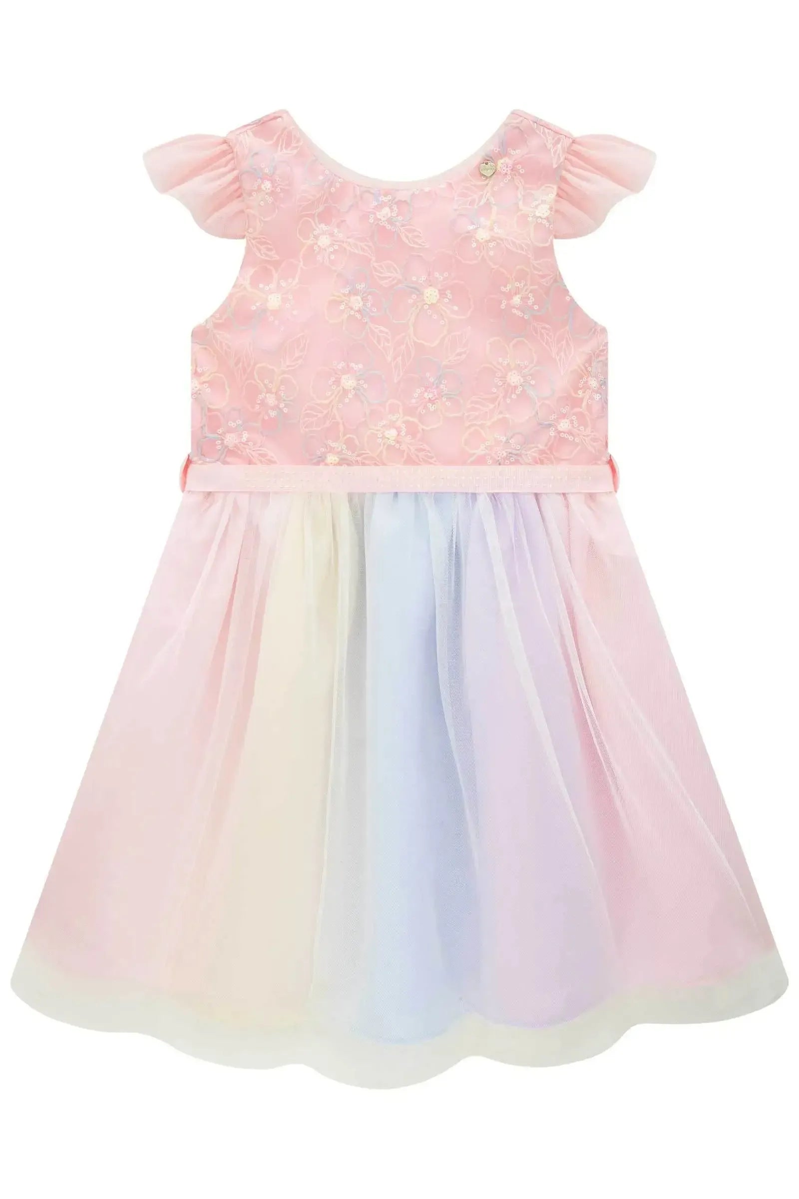 Vestido em Tule Bordado Garden 83696 Infanti Infantil Menina