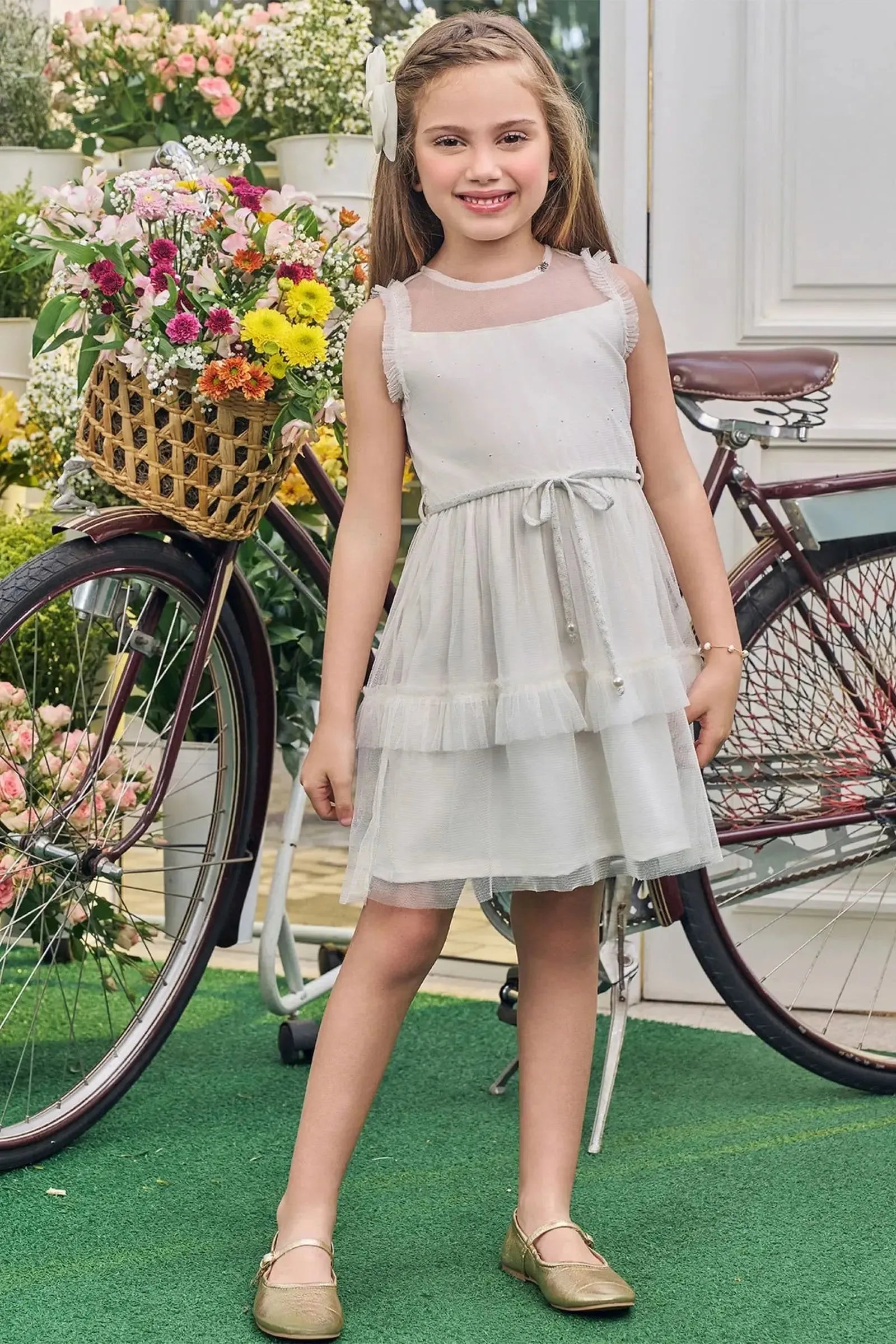 Vestido em Tule com Elastano 83737 Kukiê Infantil Menina