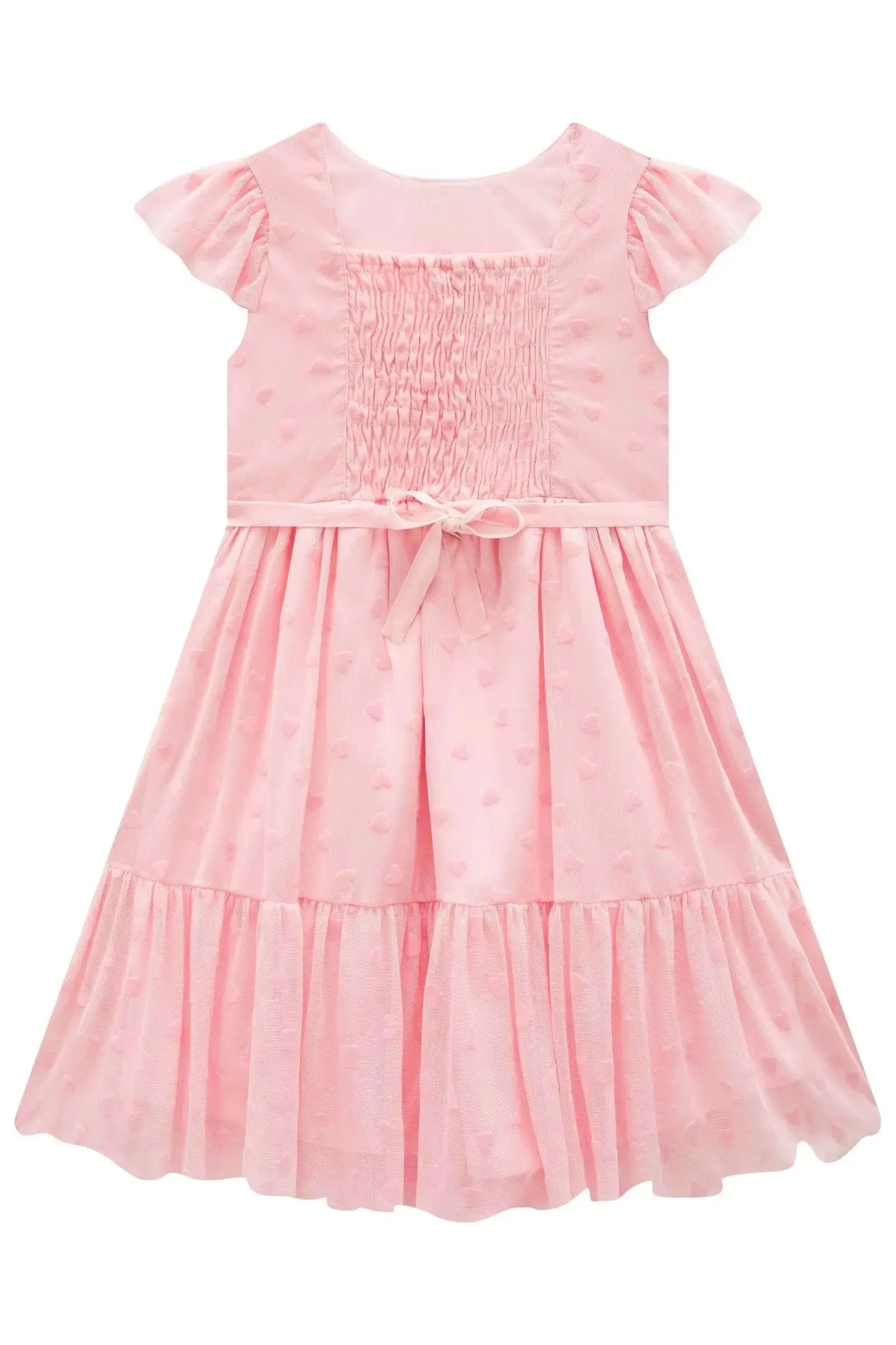 Vestido em Tule Flocking Coração 93443 Infanti Infantil Menina