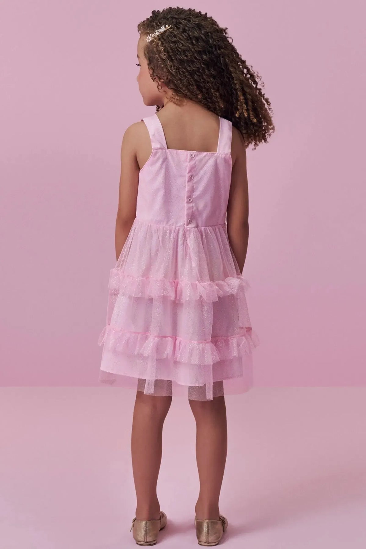 Vestido em Tule Glitter 98850 Kukiê Infantil Menina