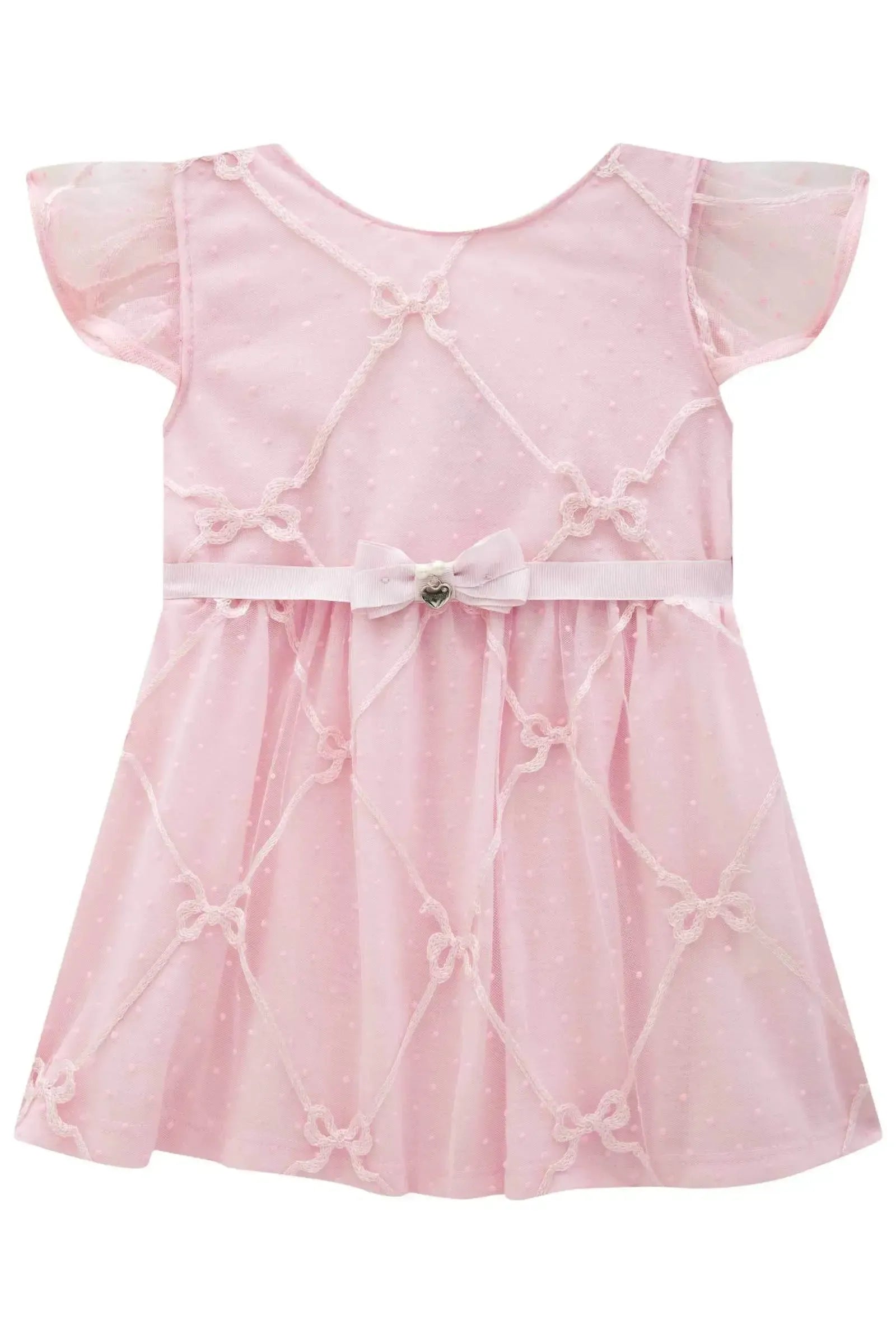 Vestido em Tule Laços 84148 Infanti Bebê Menina