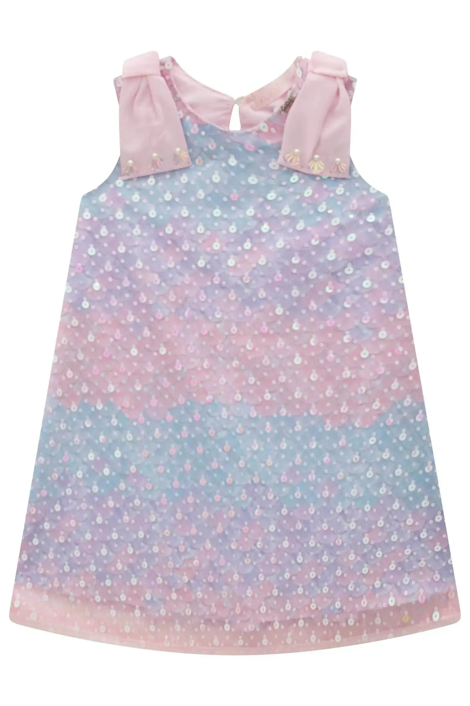 Vestido em Tule Paetê Bordado 99414 Kukiê Infantil Menina