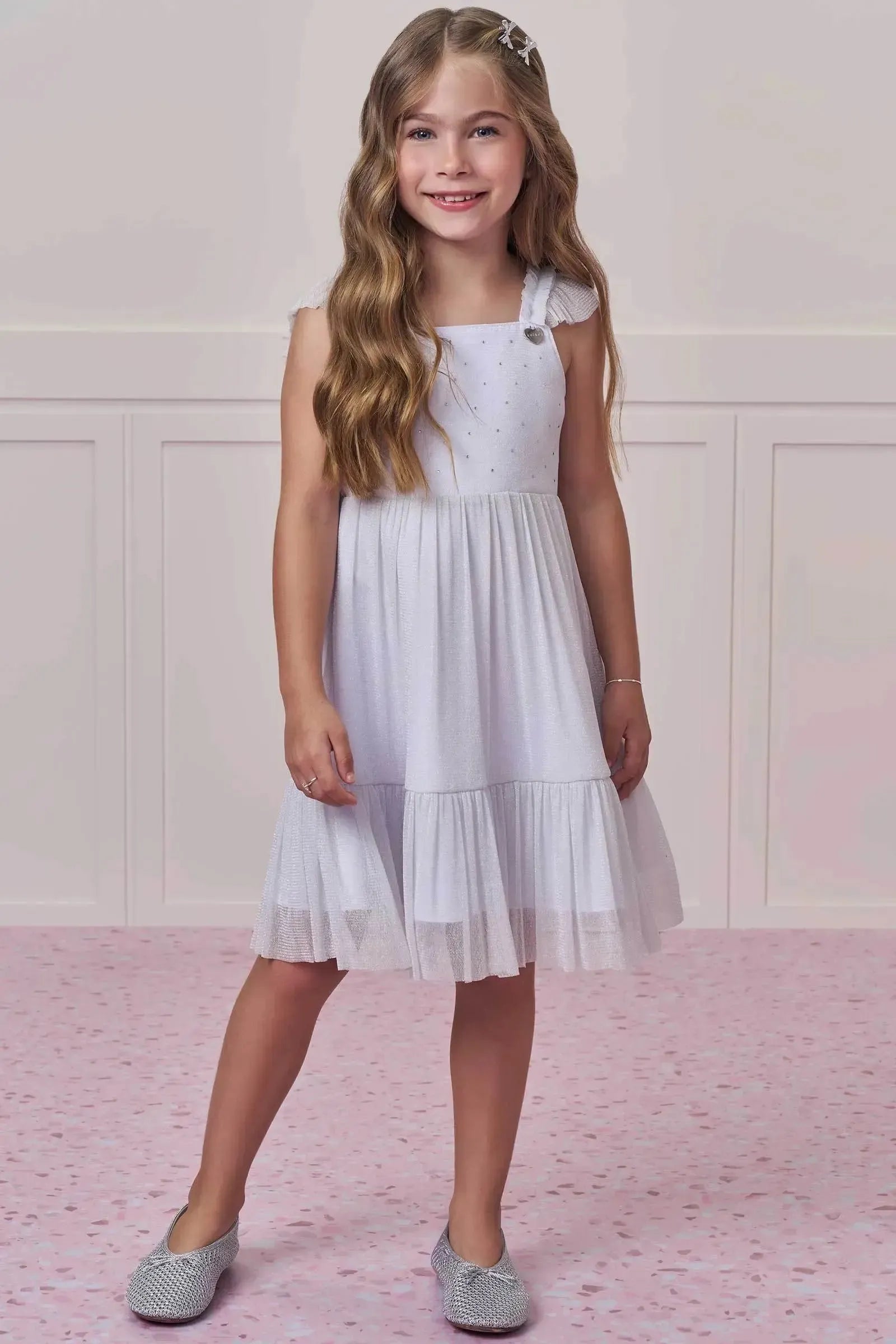 Vestido em Tule Shine 99001 Infanti Infantil Menina