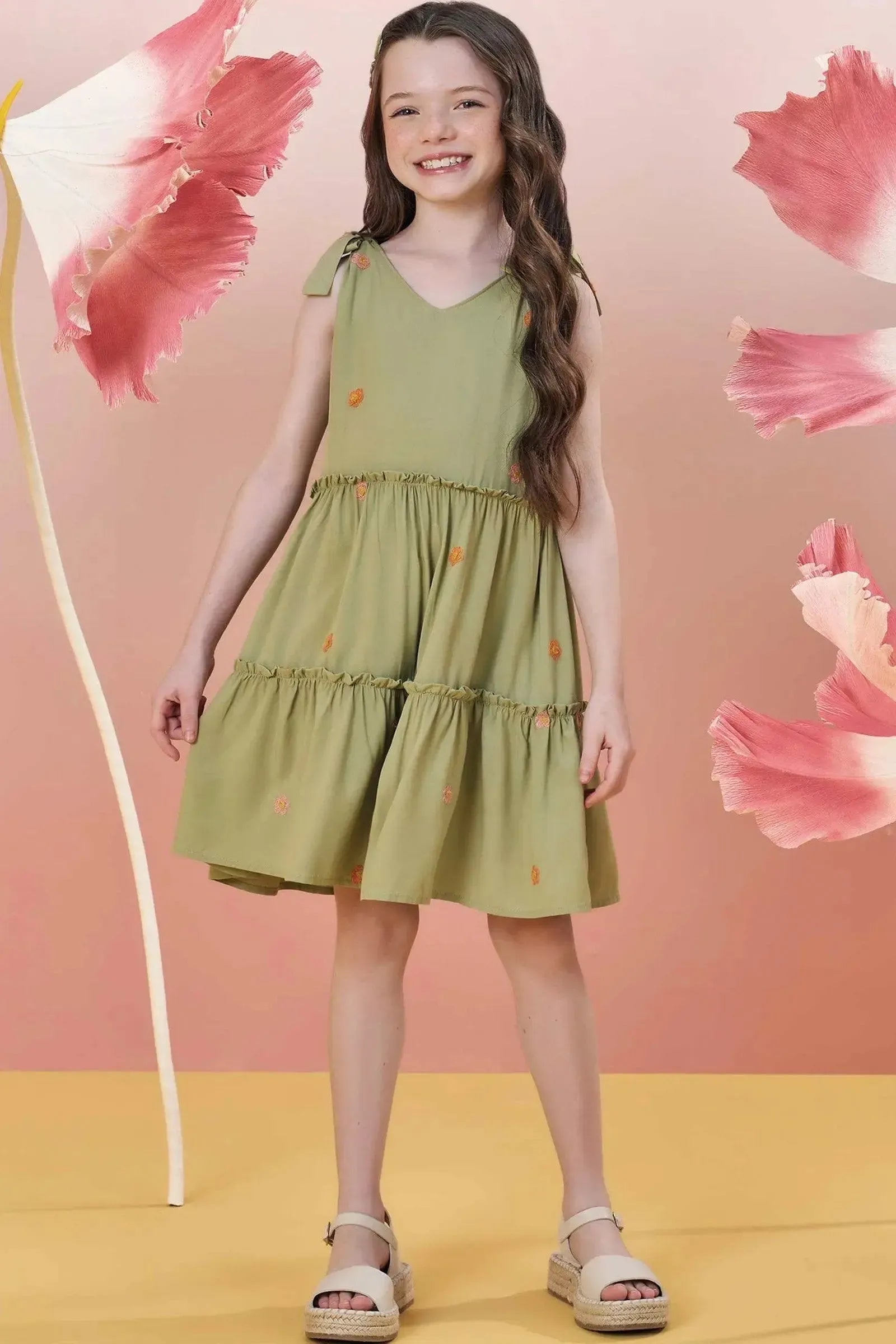 Vestido em Viscose Bordado Flores 82982 Infanti Infantil Menina