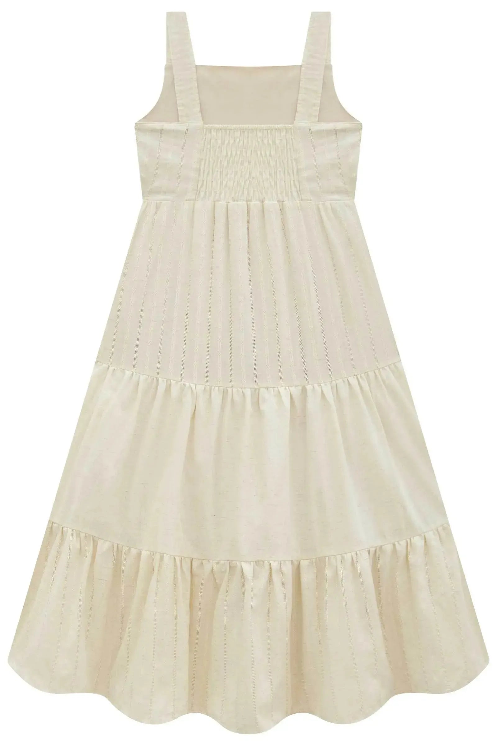 Vestido Midi em Blend de Linho Bordado 96495 Infanti Infantil Menina