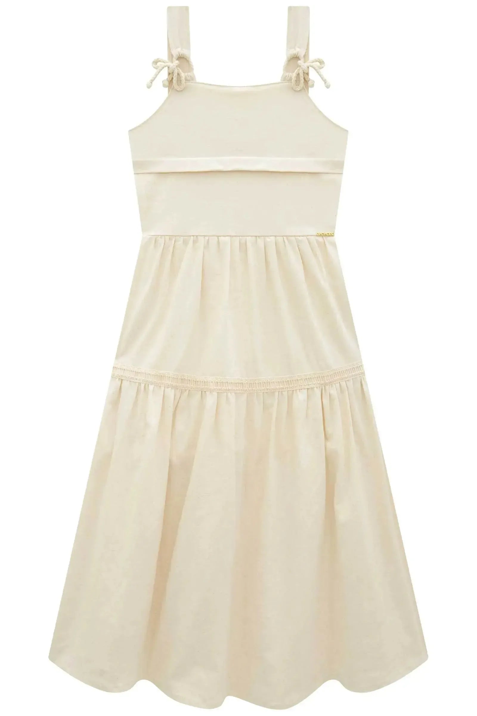 Vestido Midi em Linho com Elastano 94427 Vic&Vicky Teen Menina