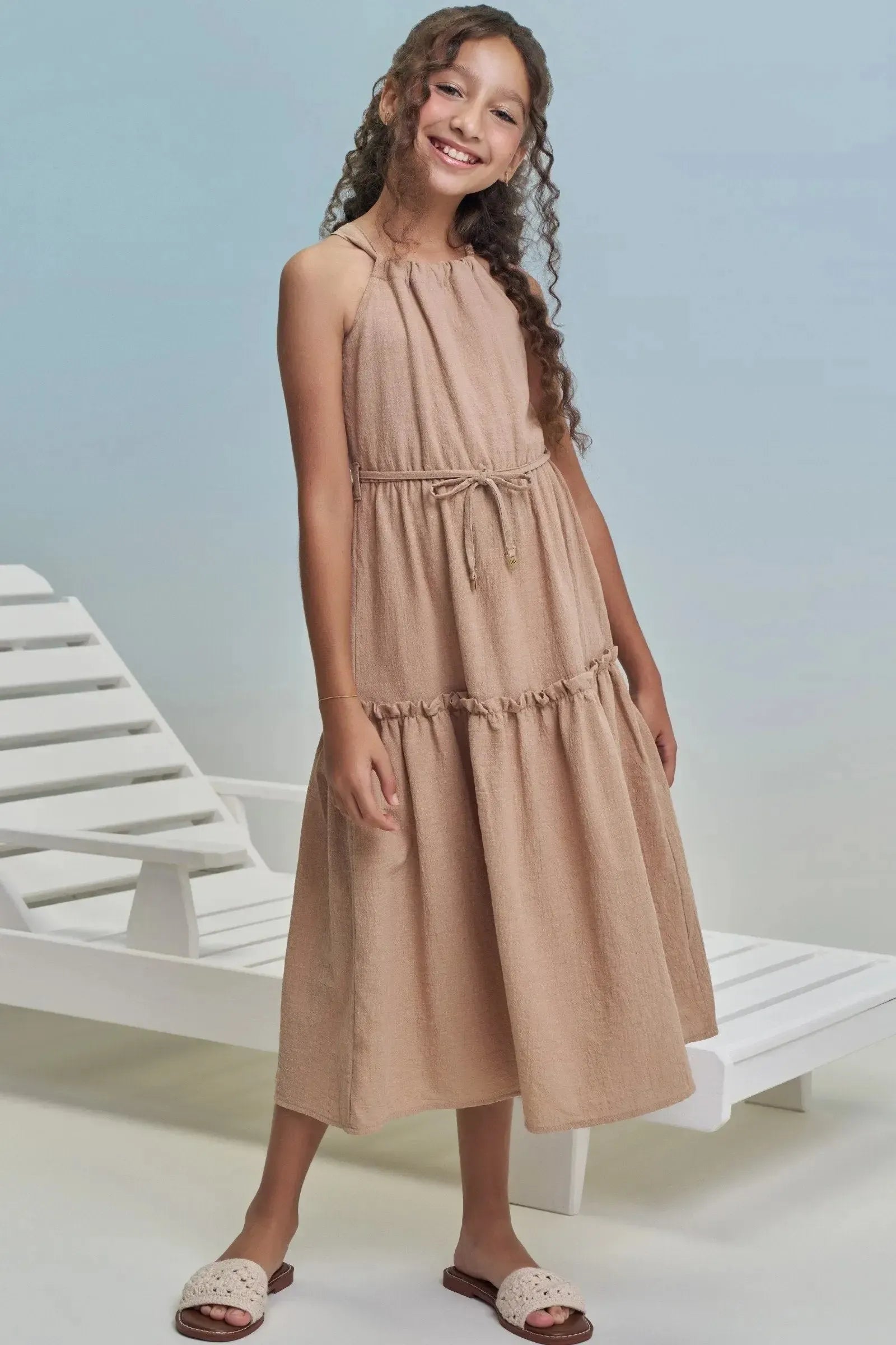 Vestido Midi em Linho Pacific 99452 Lilimoon Teen Menina