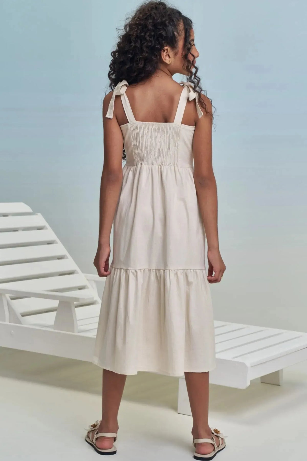 Vestido Midi em Linho Santorini 99451 Lilimoon Teen Menina