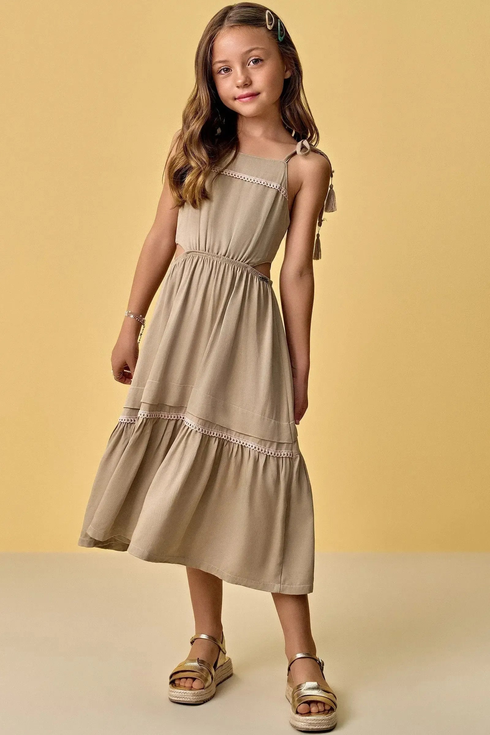 Vestido Midi em Viscose Lírio 88168 Infanti Infantil Menina