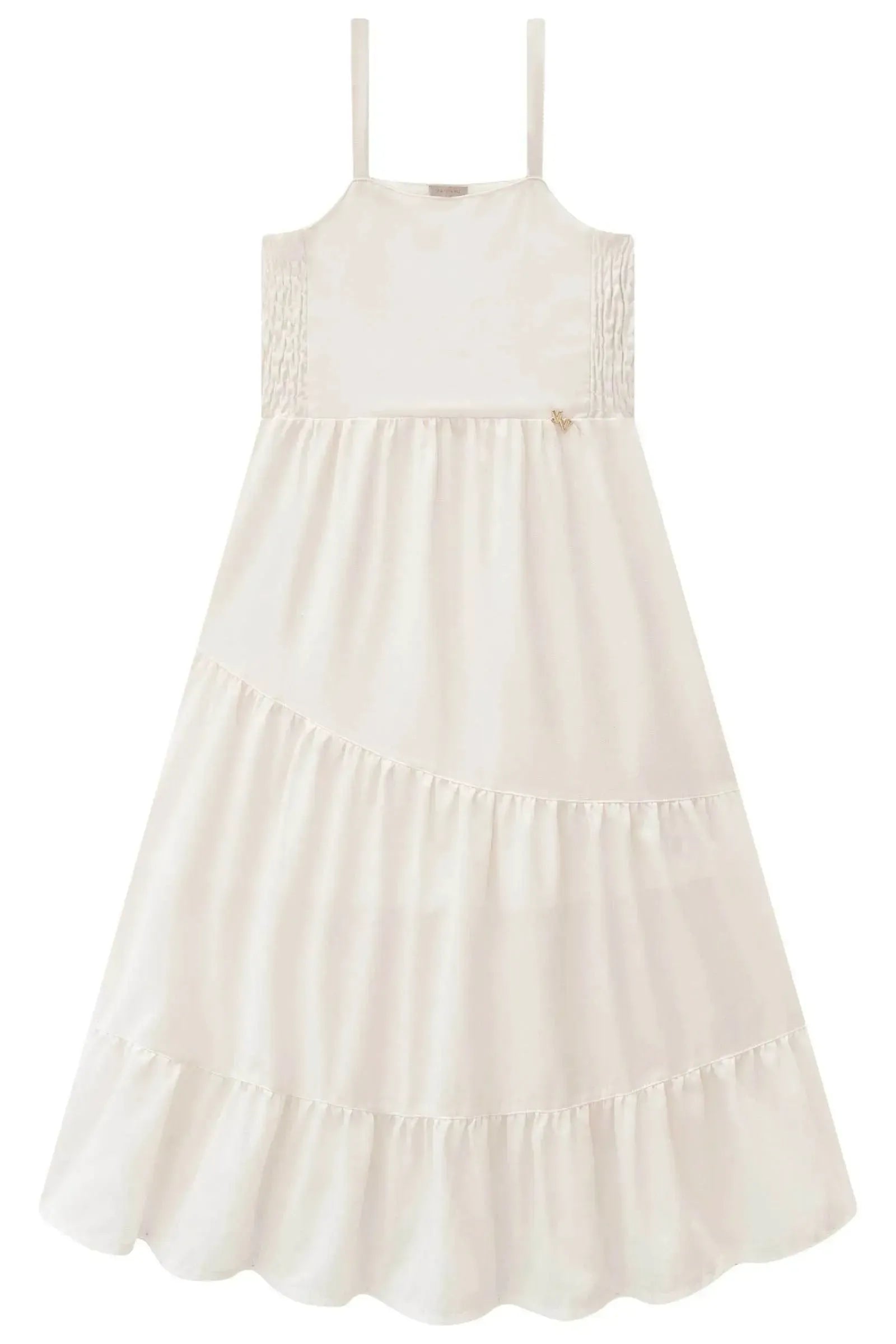 Vestido New Midi em Linho Gold 83679 Vic&Vicky Teen Menina
